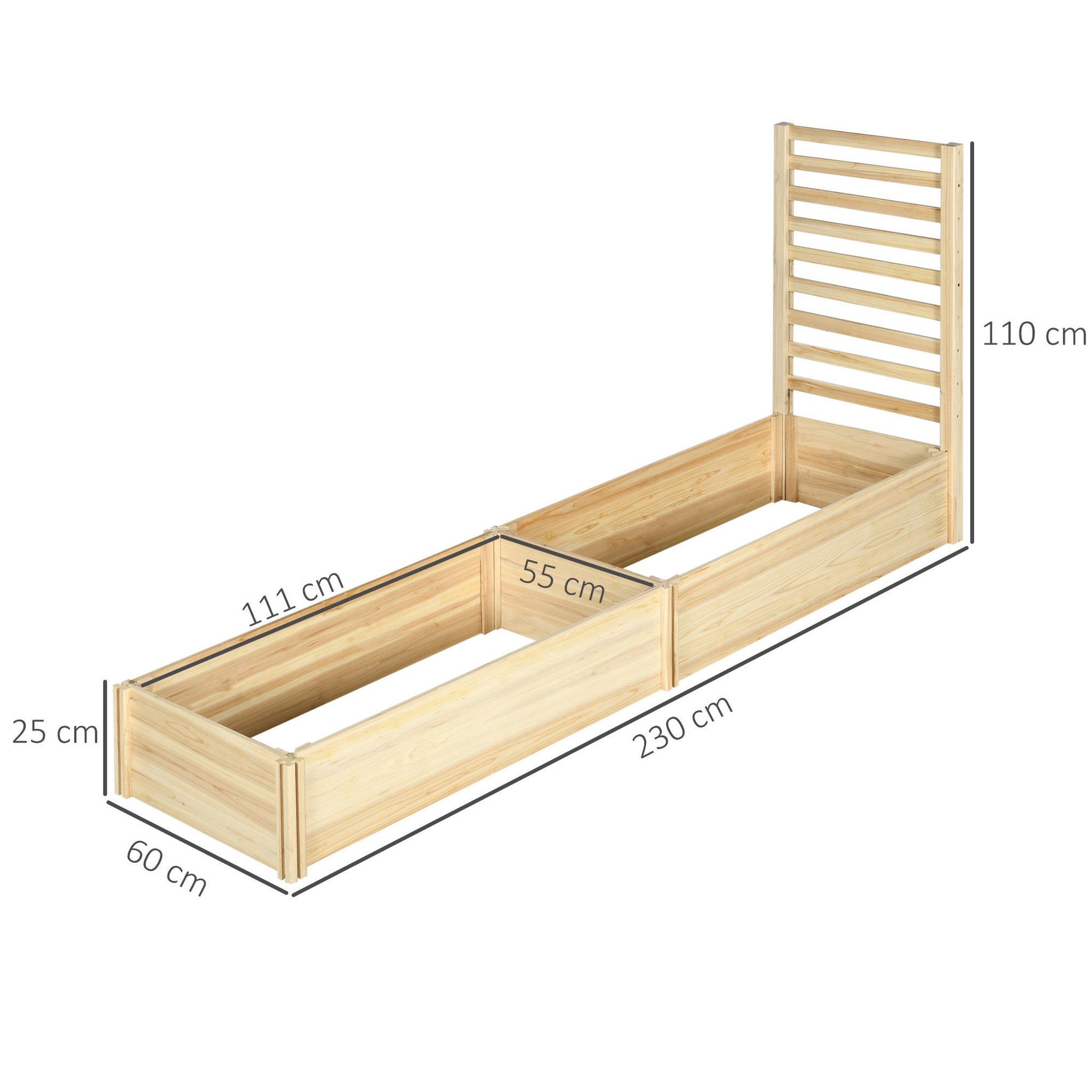 Voir la diapositive 3 : OUTSUNNY Lot de 2 jardinières avec treillis - ensemble de 2 carrés potagers - bois de sapin pré-huilé