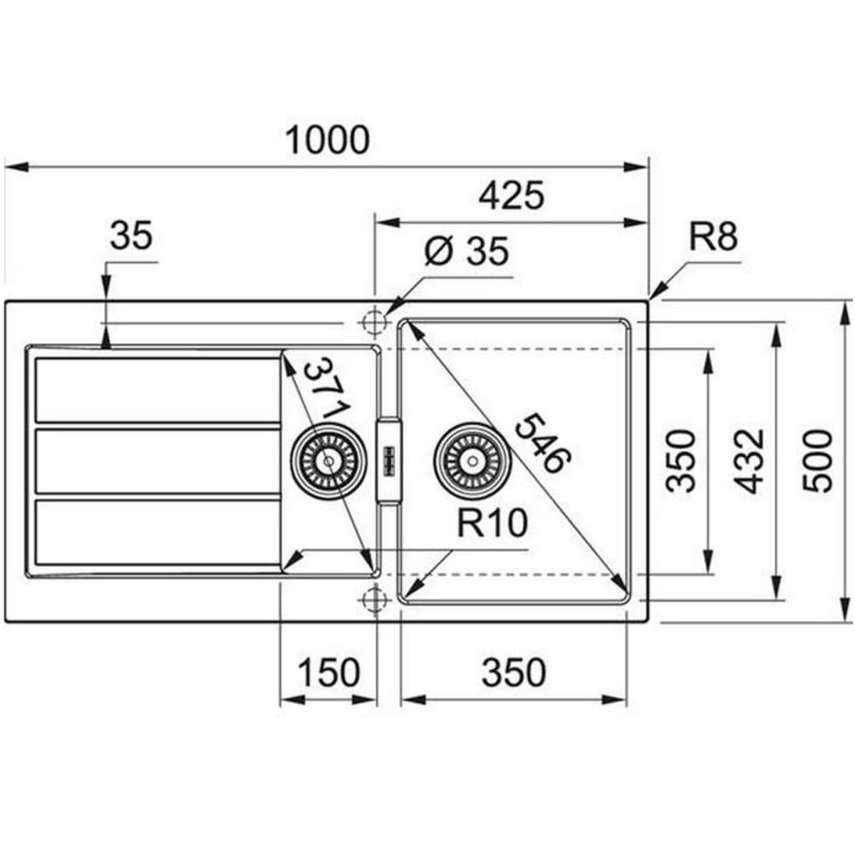 franke Evier à encastrer 60cm carbone - 915717