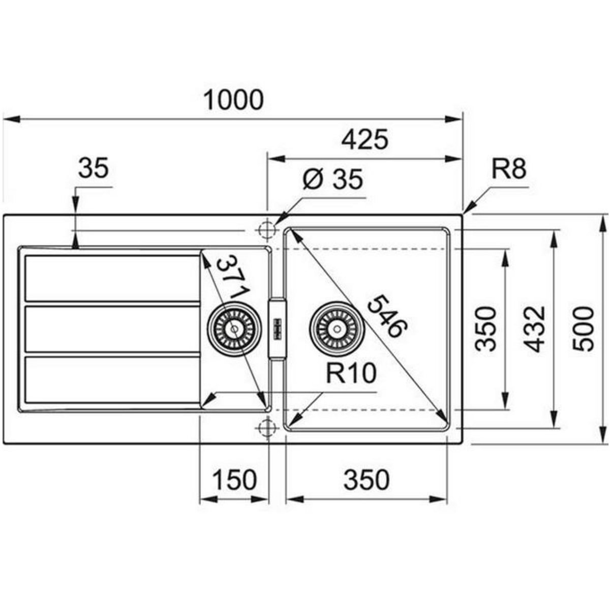 franke Evier à encastrer 60cm carbone - 915717