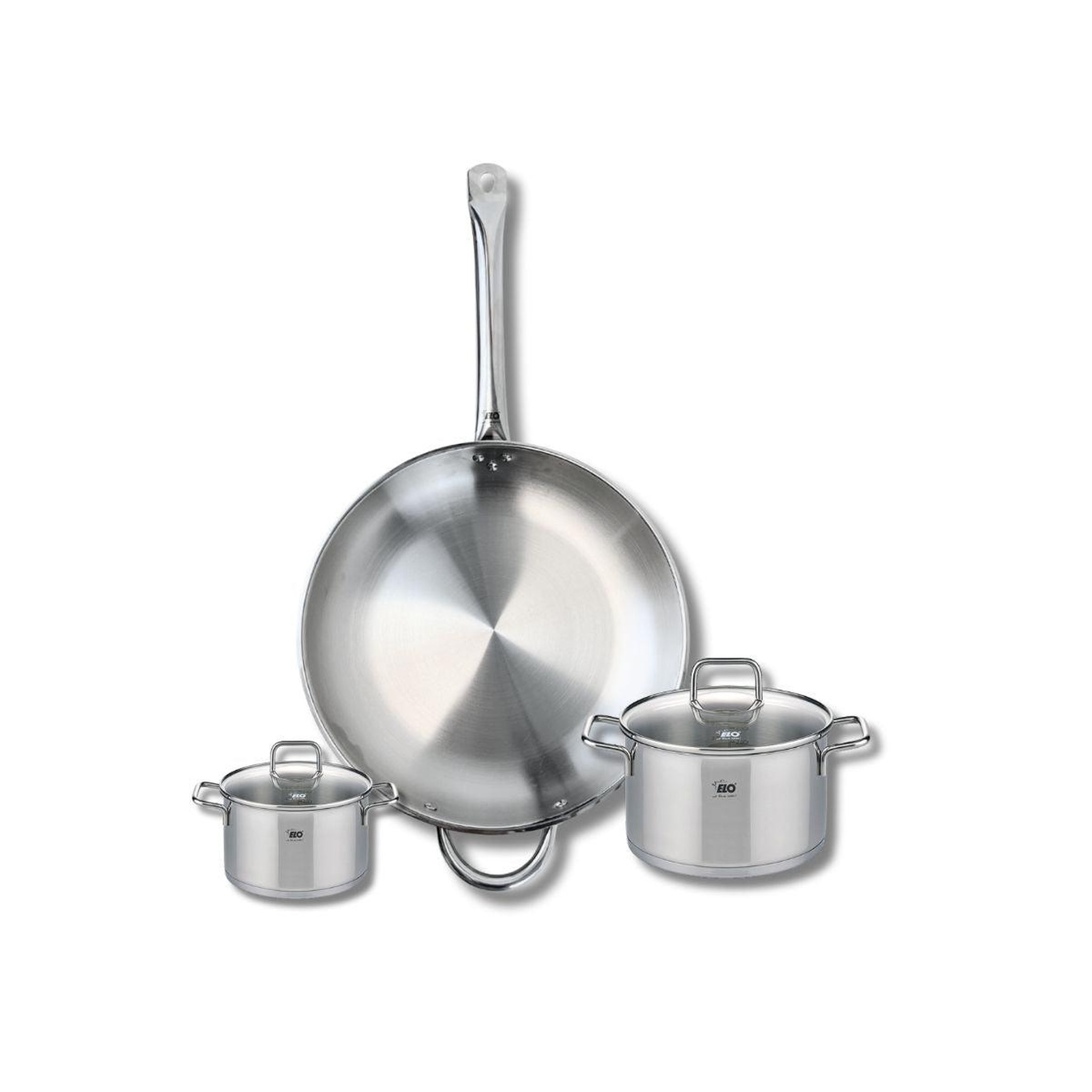 ELO Ensemble de 1 poêle de cuisson 32 cm et 2 faitouts 12 et 16 cm elo profi citrin