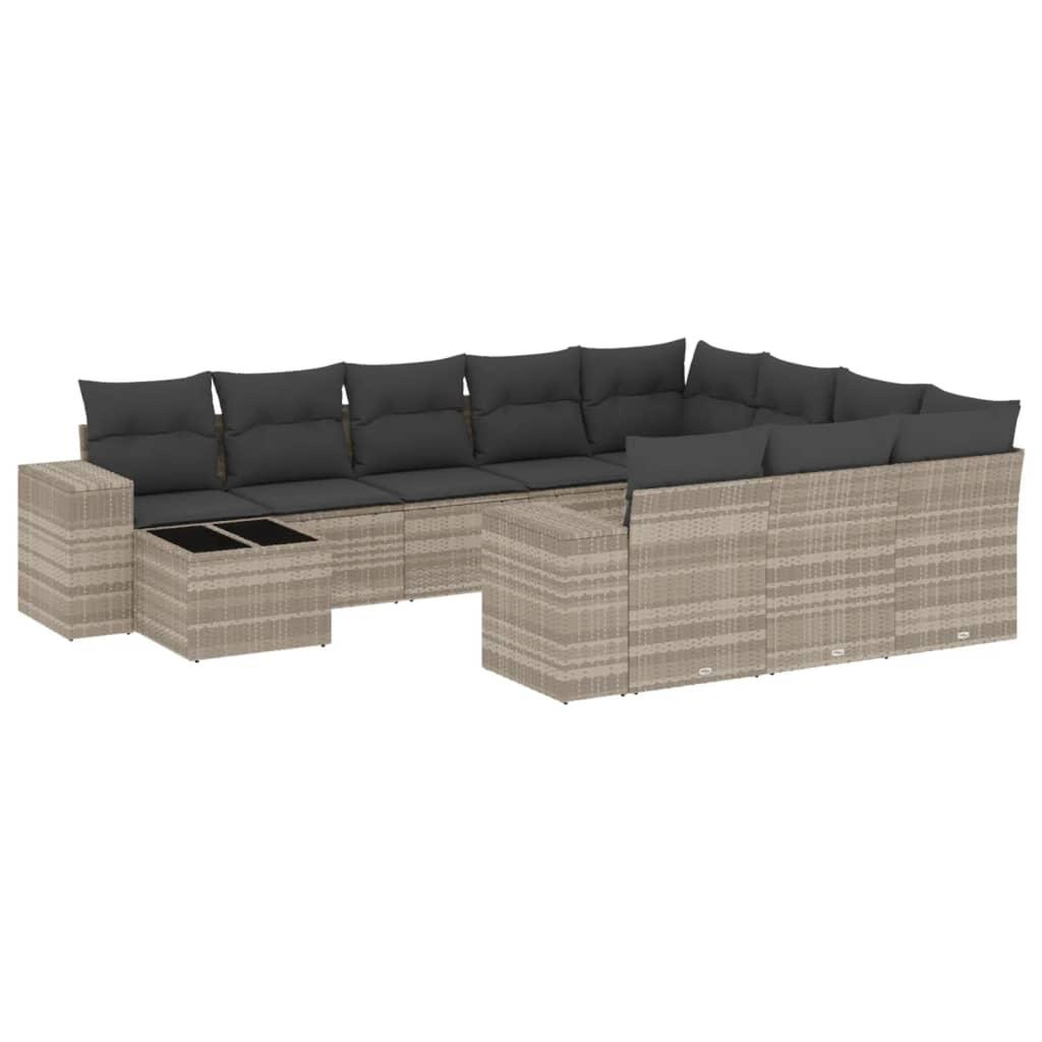 Voir la diapositive 2 : VIDAXL Salon de jardin 11 pcs avec coussins gris clair resine tressee