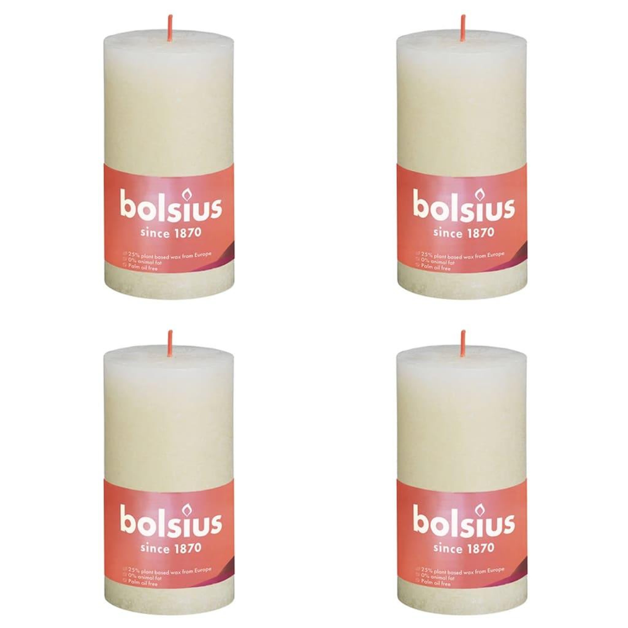 Voir la diapositive 1 : BOLSIUS Bolsius Bougies pilier rustiques Shine 4 pcs 130x68 mm Perle douce