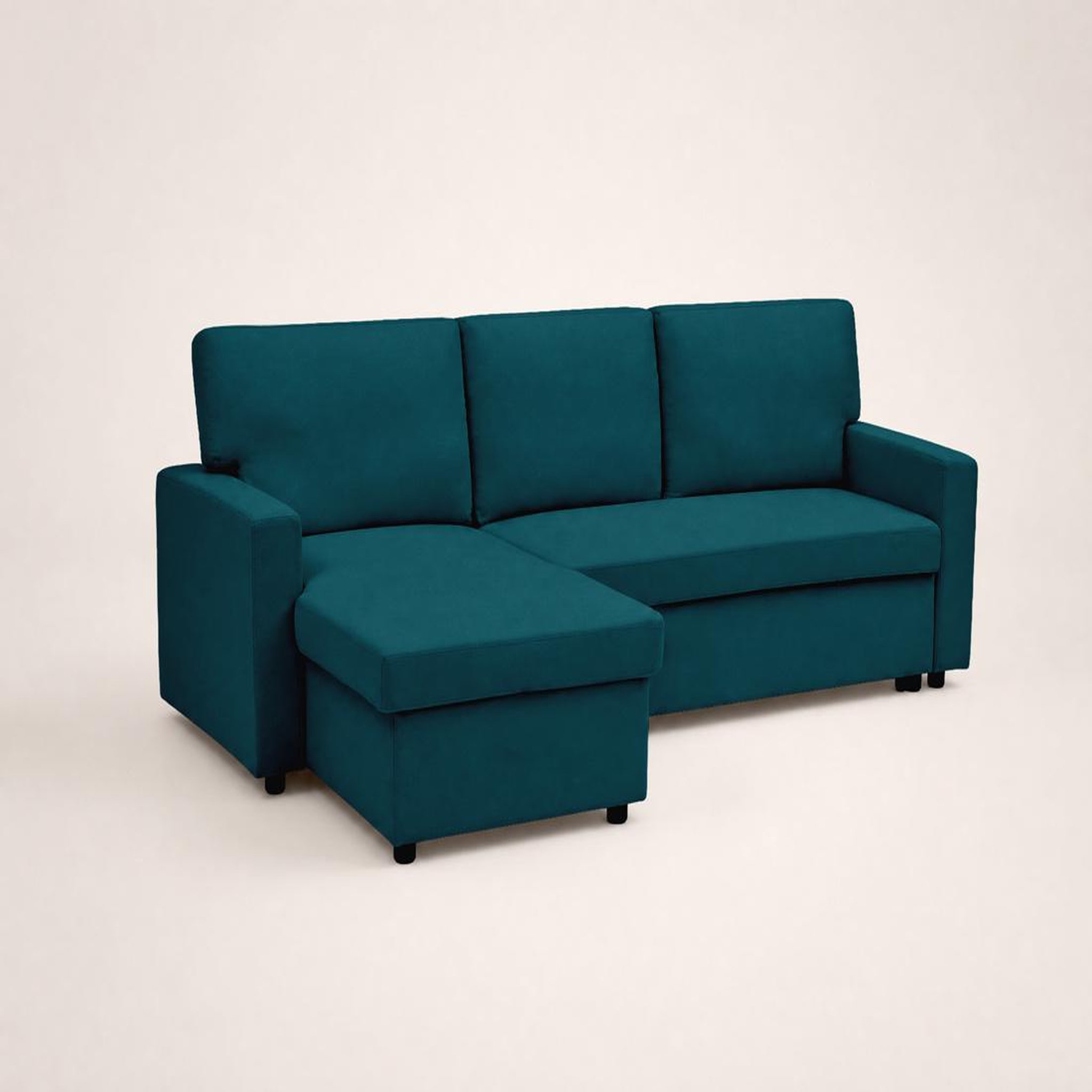 Voir la diapositive 3 : BEST MOBILIER Meiya - canapé d'angle réversible 4 places convertible avec coffre en tissu