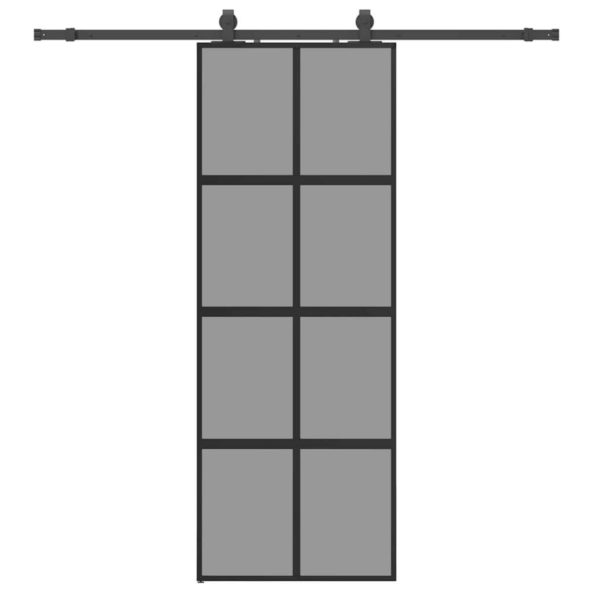 VIDAXL Porte coulissante kit quincaillerie noir 76x205 cm verre trempe