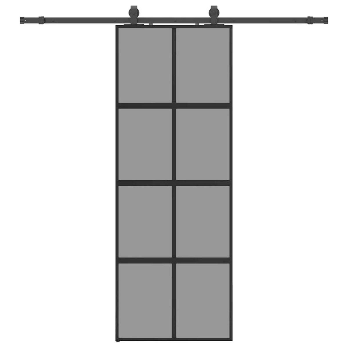 VIDAXL Porte coulissante kit quincaillerie noir 76x205 cm verre trempe