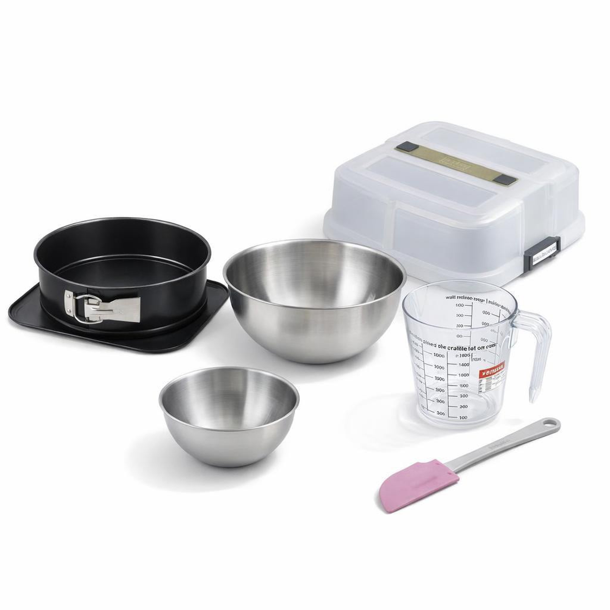 ZENKER Set de 5 ustensiles de pâtisserie moule à charnière rond bol spatule et verre doseur zenker bake click and go