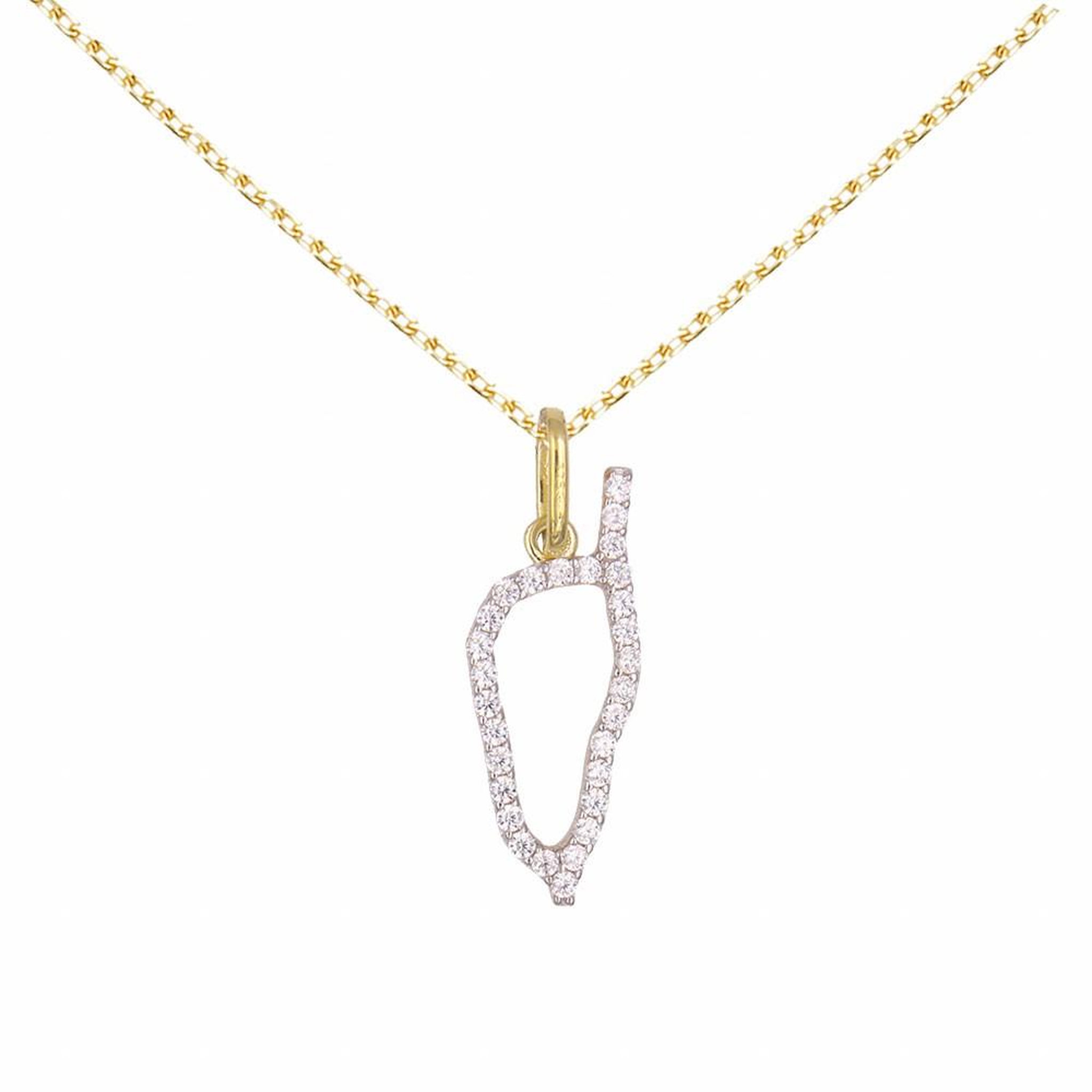 L'ATELIER D'AZUR Pendentif Or Jaune Corse Pavée de Zirconiums - Chaine Dorée Offerte