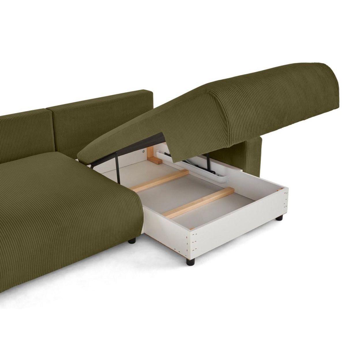 LISA DESIGN Pivoine - canapé d'angle 4 places réversible convertible avec 2 coffres en velours côtelé