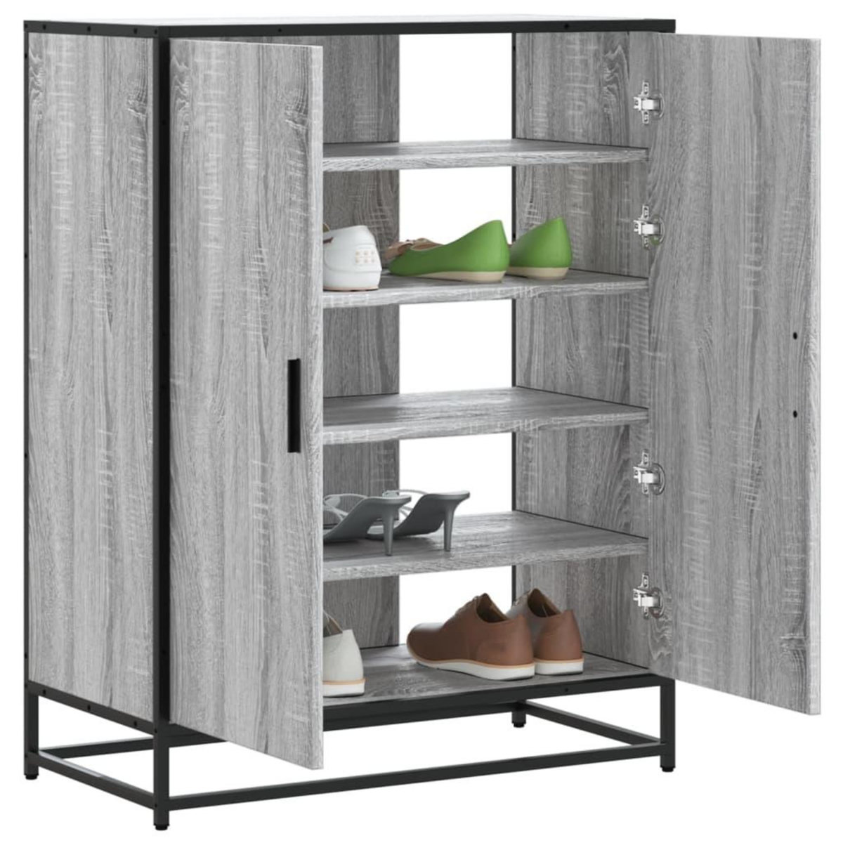 VIDAXL Meuble a chaussures sonoma gris bois d'ingenierie et metal