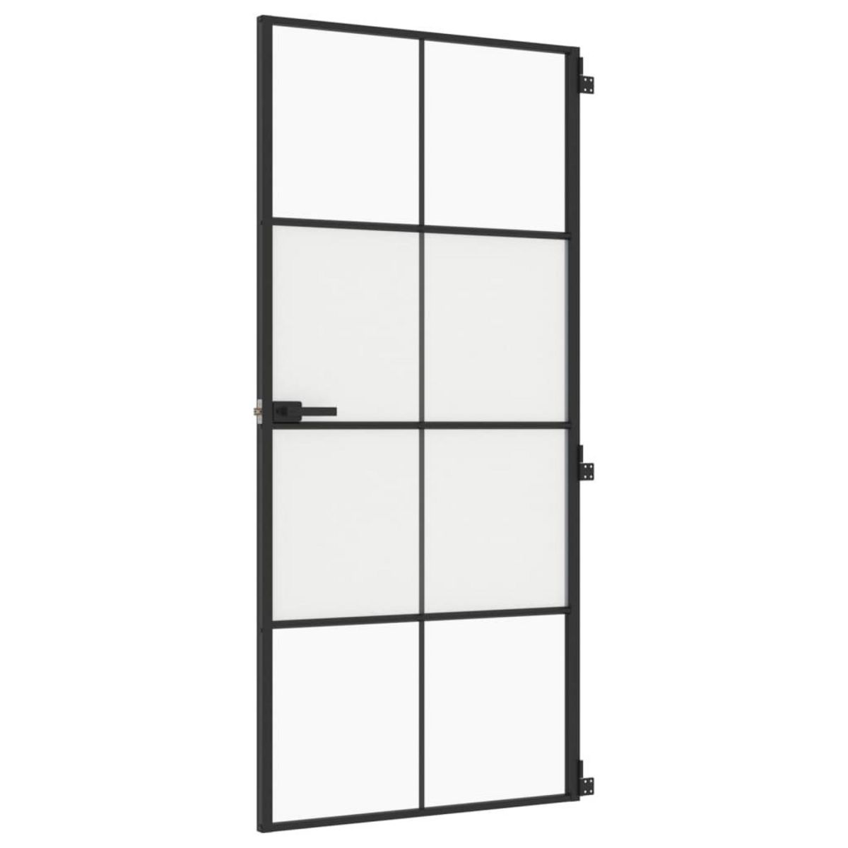 VIDAXL Porte interieure mince noir 93x201,5 cm verre trempe aluminium
