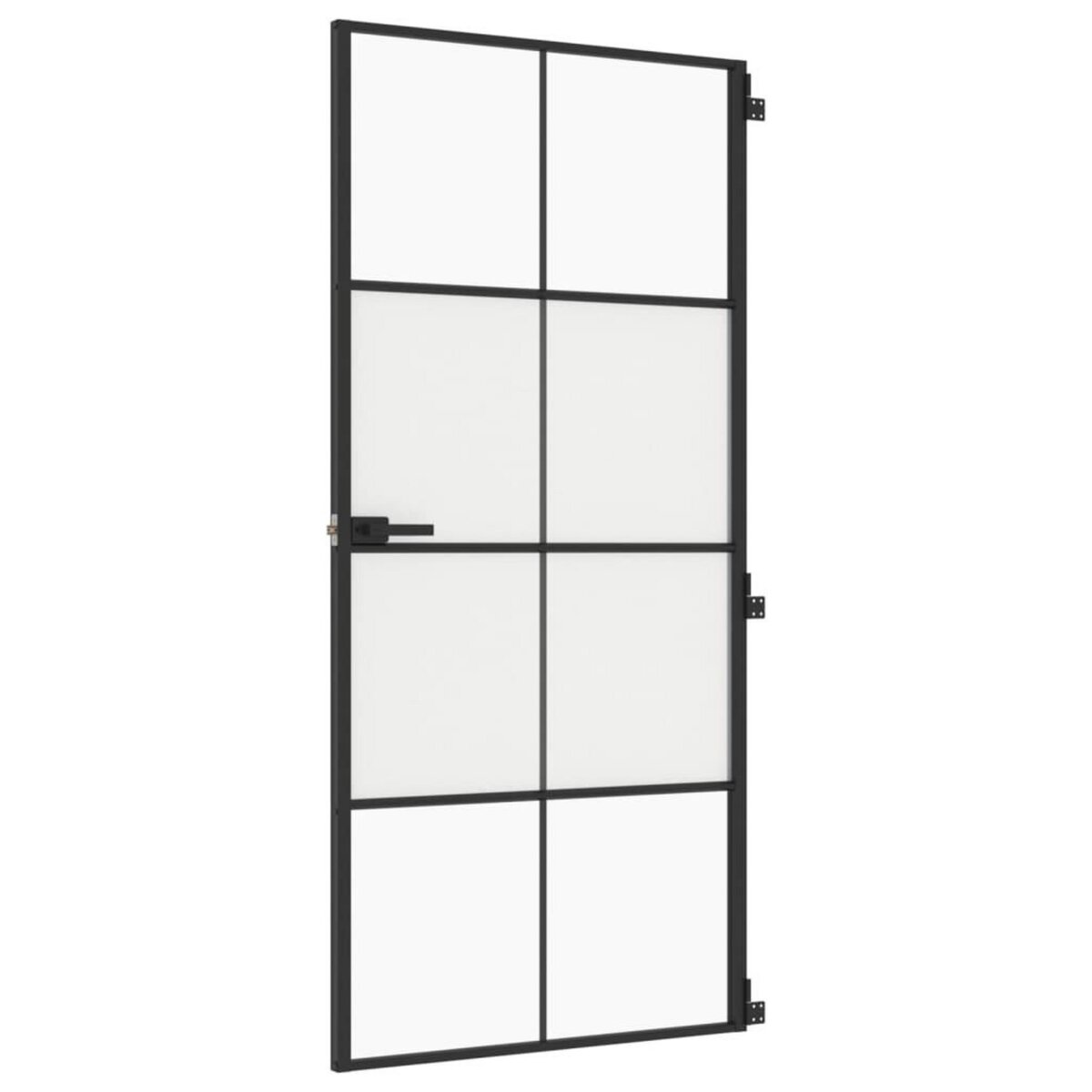 VIDAXL Porte interieure mince noir 93x201,5 cm verre trempe aluminium