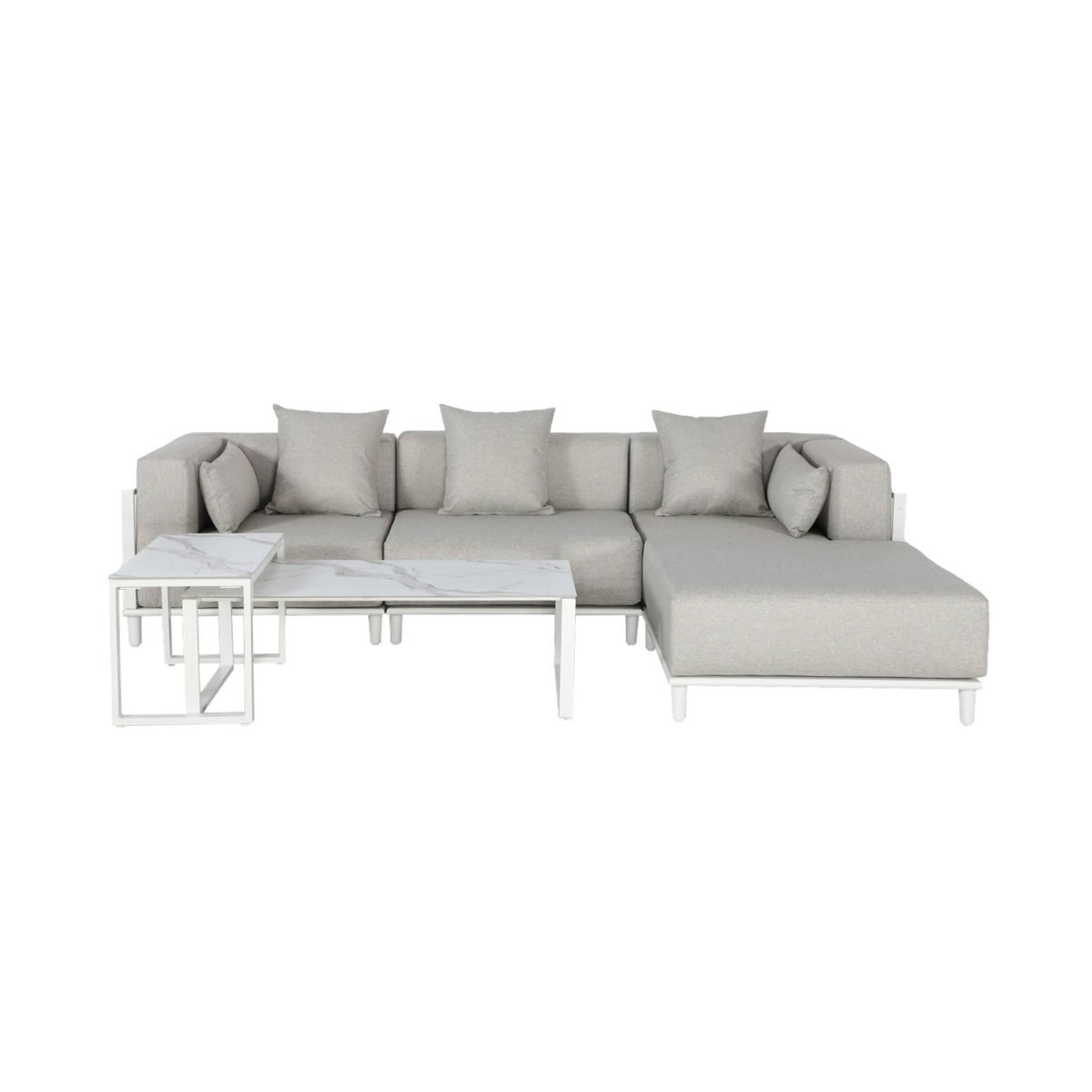 SWEEEK Salon de jardin modulable aluminium 4 places blanc et gris clair - Oriva