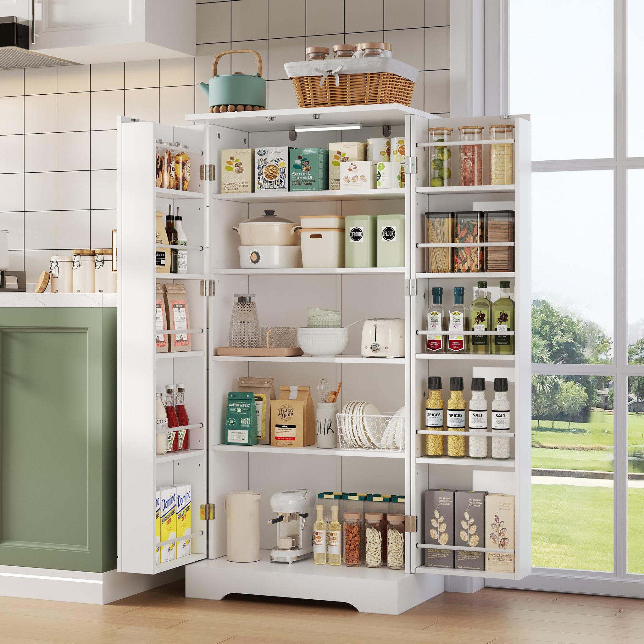 Voir la diapositive 5 : MERAX Buffet de cuisine 2 portes 0 tiroir - 60 cm blanc led mdf
