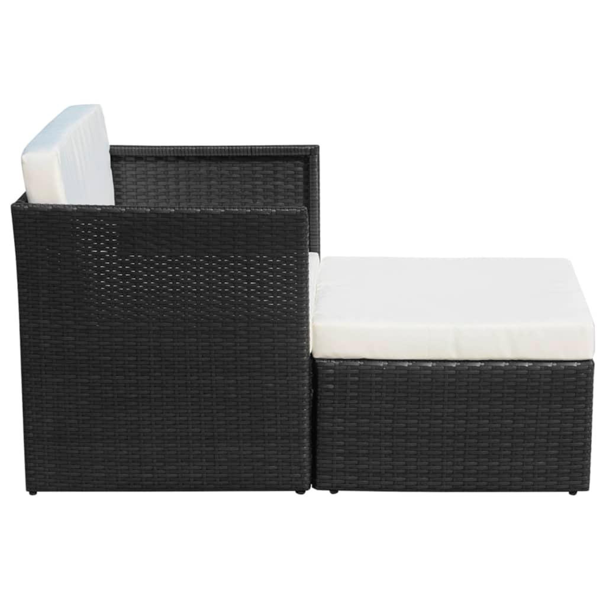 Voir la diapositive 5 : VIDAXL Chaise de jardin avec tabouret Noir Resine tressee