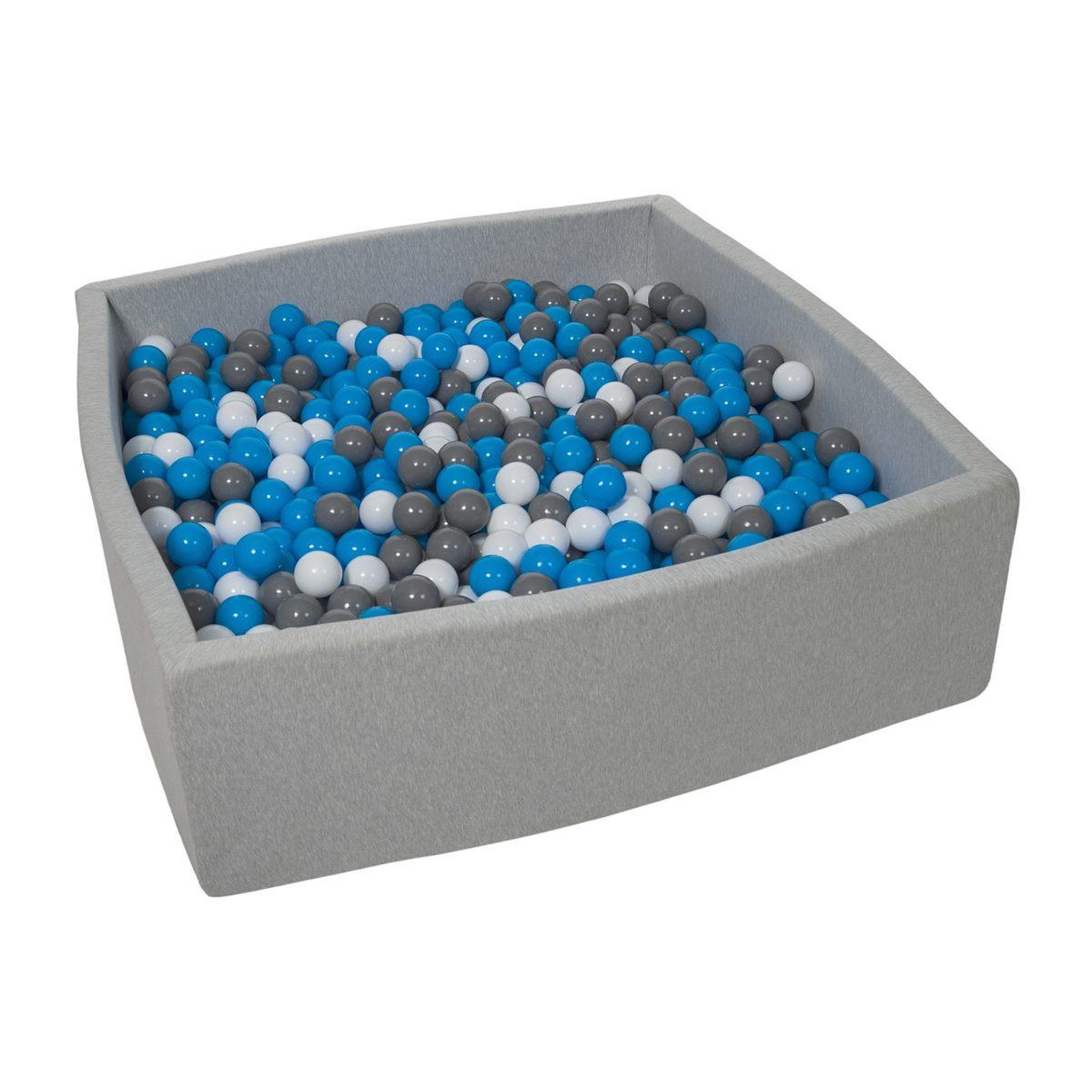 VELINDA Piscine à balles pour enfant, 120x120 cm, aire de jeu + 1200 balles blanc, bleu, gris