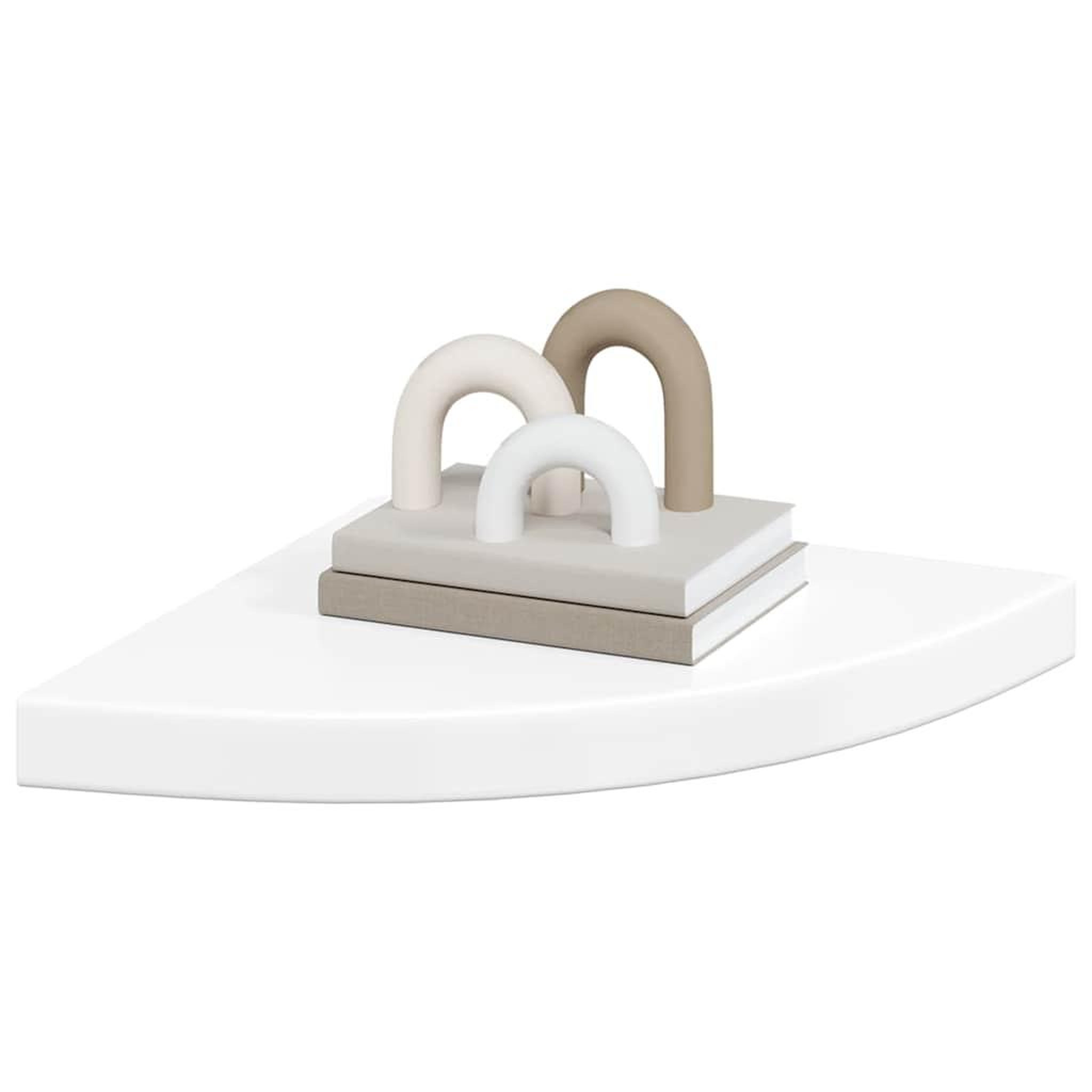 Voir la diapositive 4 : VIDAXL Etageres d'angle flottantes 4pcs blanc brillant 35x35x3,8cm mdf