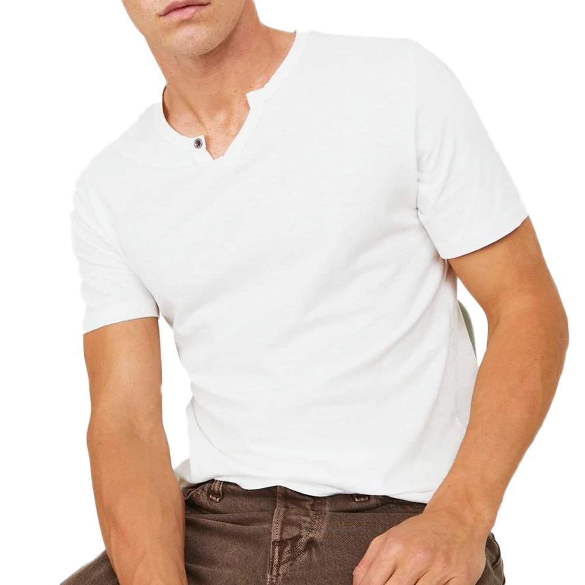 Voir la diapositive 1 : Jack & Jones T-shirt Ecru Homme Jack & Jones Split Neck