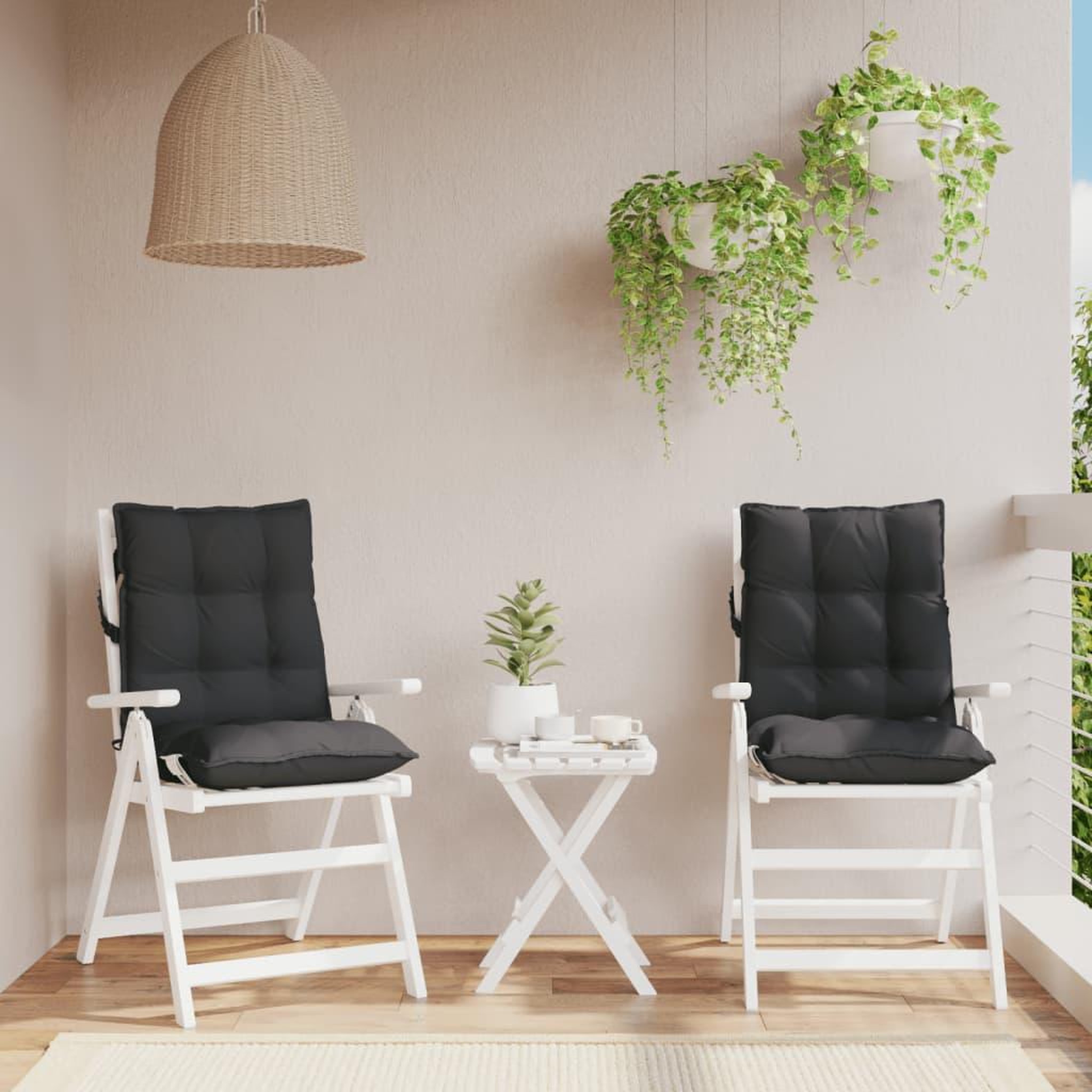 VIDAXL Coussins de chaise a dossier bas lot de 2 noir tissu oxford