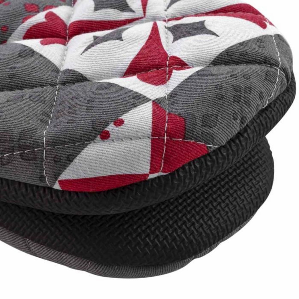 Paris Prix Gant de Cuisine Pince  Credence  24cm Gris & Rouge