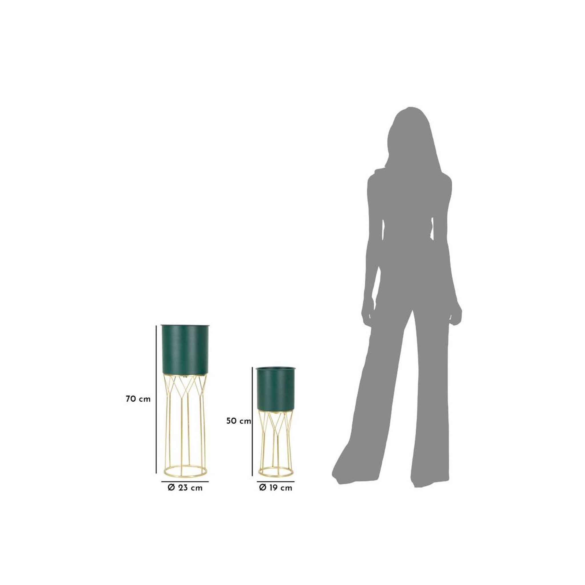 Voir la diapositive 6 : Paris Prix Lot de 2 cache-pots sur pied   grent stand   70cm vert & or