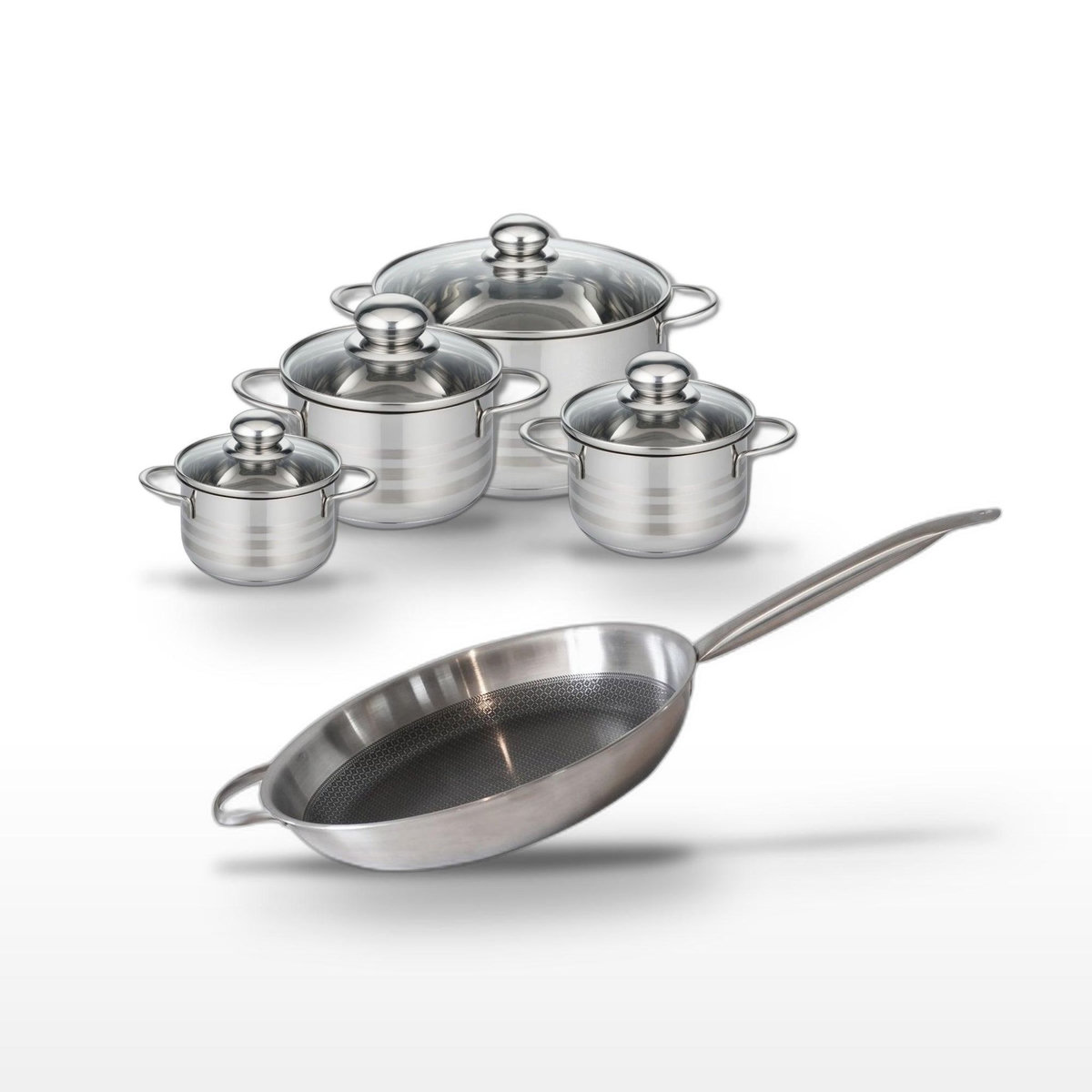 ELO Lot Poêle 32cm et 4 Faitouts Elo Relief Solution