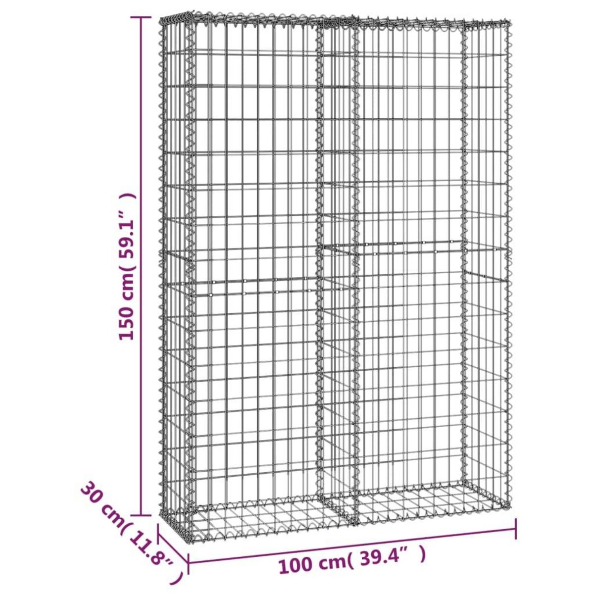 VIDAXL Panier de gabion avec couvercle Fil galvanise 150x100x30 cm