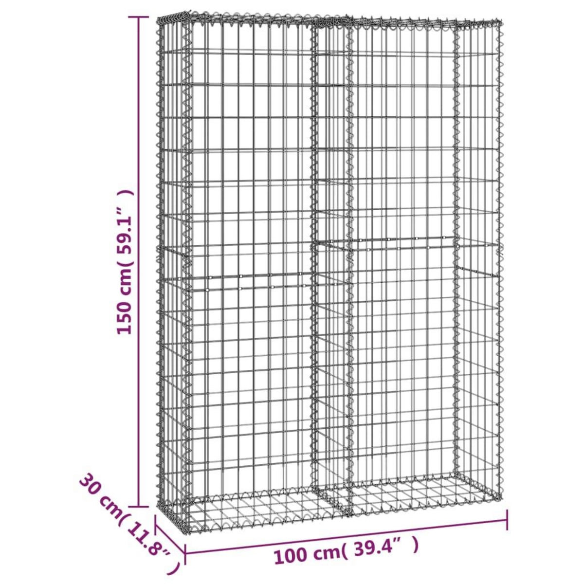 VIDAXL Panier de gabion avec couvercle Fil galvanise 150x100x30 cm