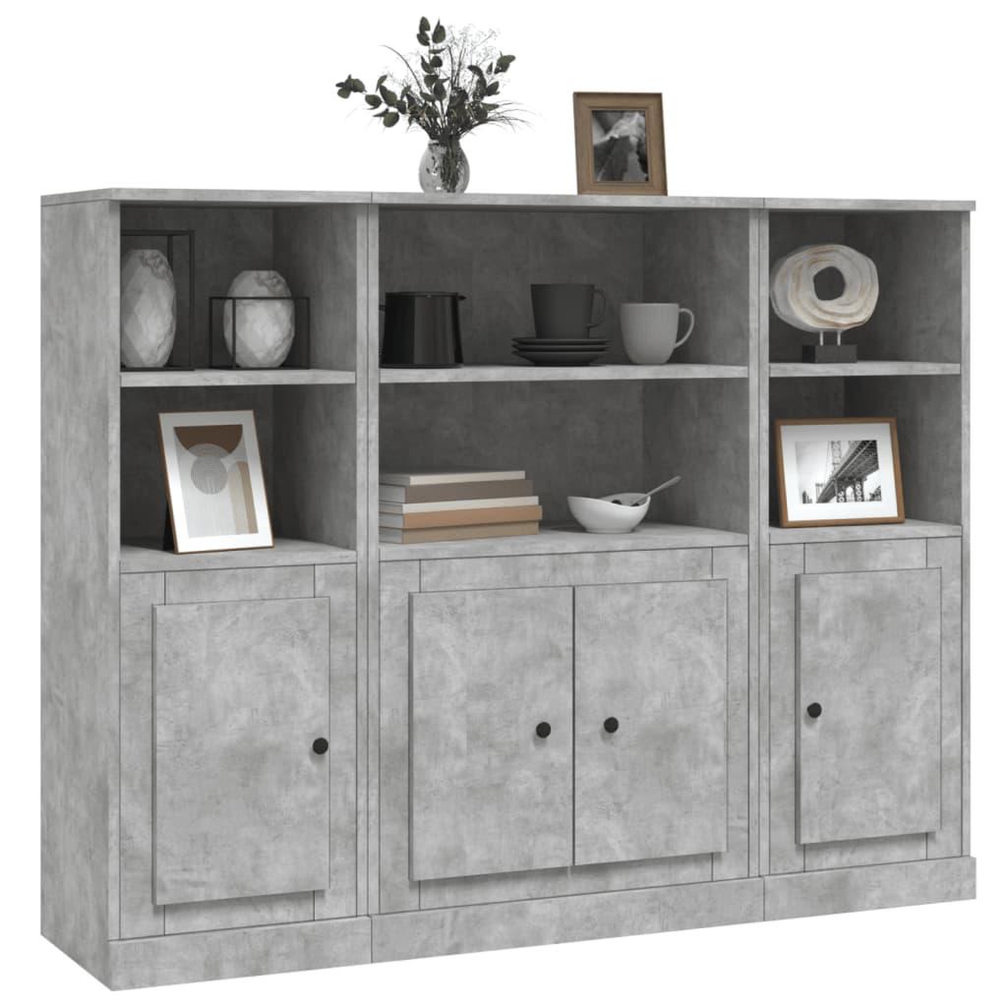 Voir la diapositive 3 : VIDAXL Buffets 3 pcs gris beton bois d'ingenierie