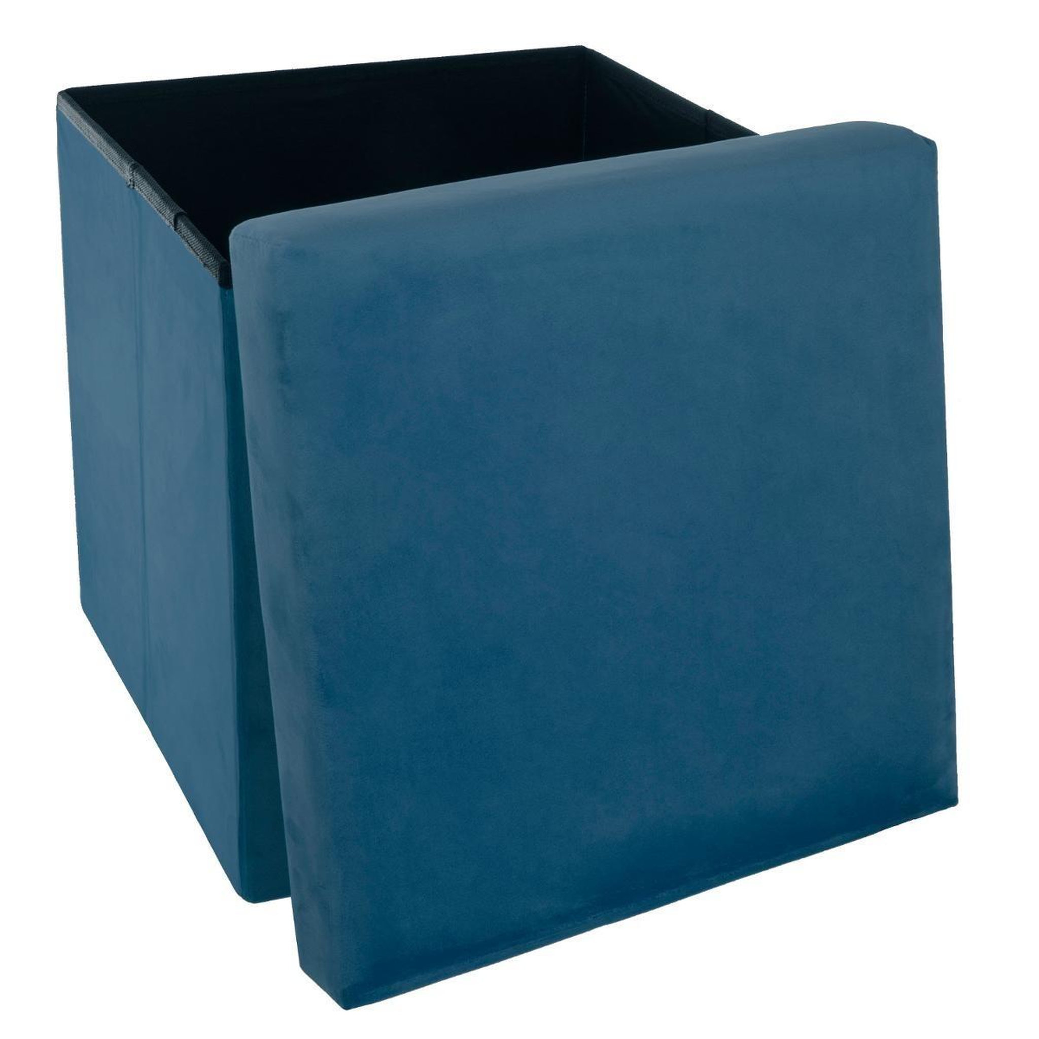 Voir la diapositive 2 : ATMOSPHERA Pouf Pliant en Velours  Trend Tess  38cm Bleu Foncé