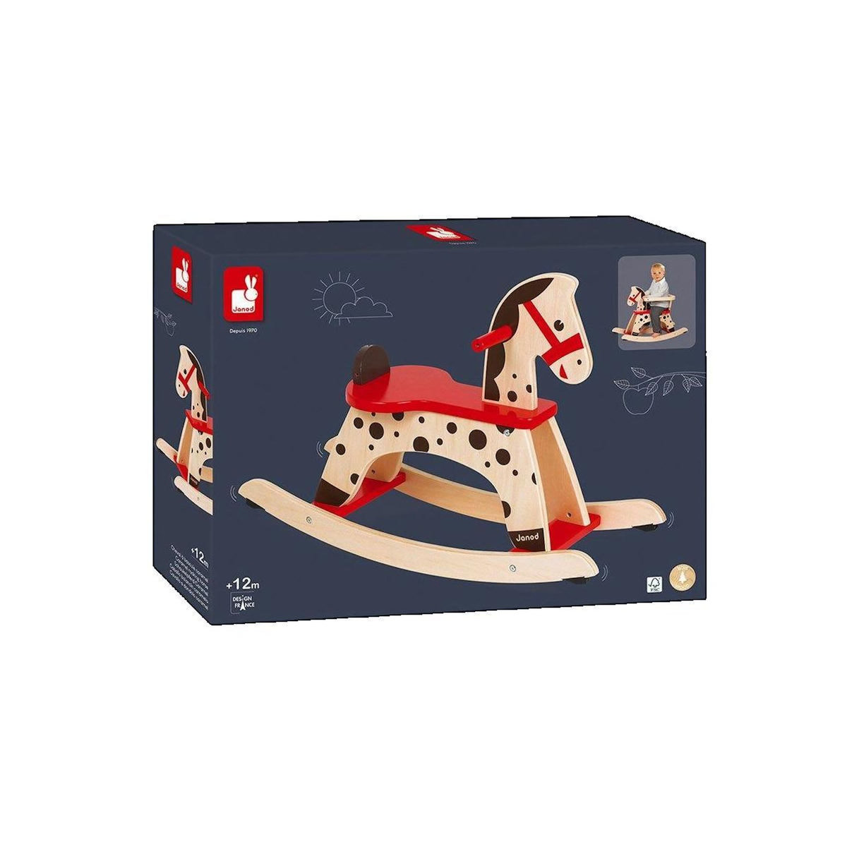 Juratoys-Janod Cheval en bois  a bascule Caramel