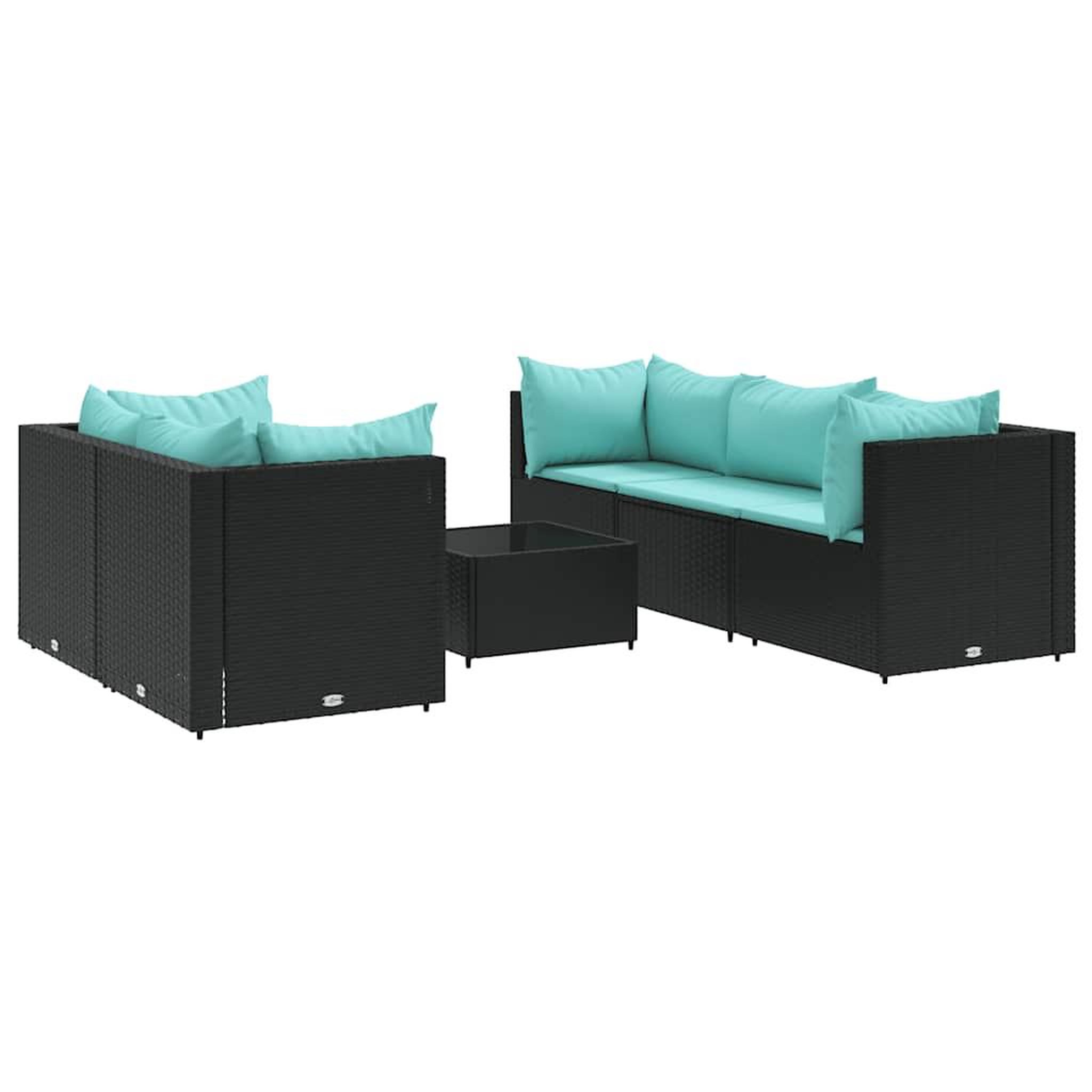 Voir la diapositive 2 : VIDAXL Salon de jardin 6 pcs avec coussins Noir Resine tressee