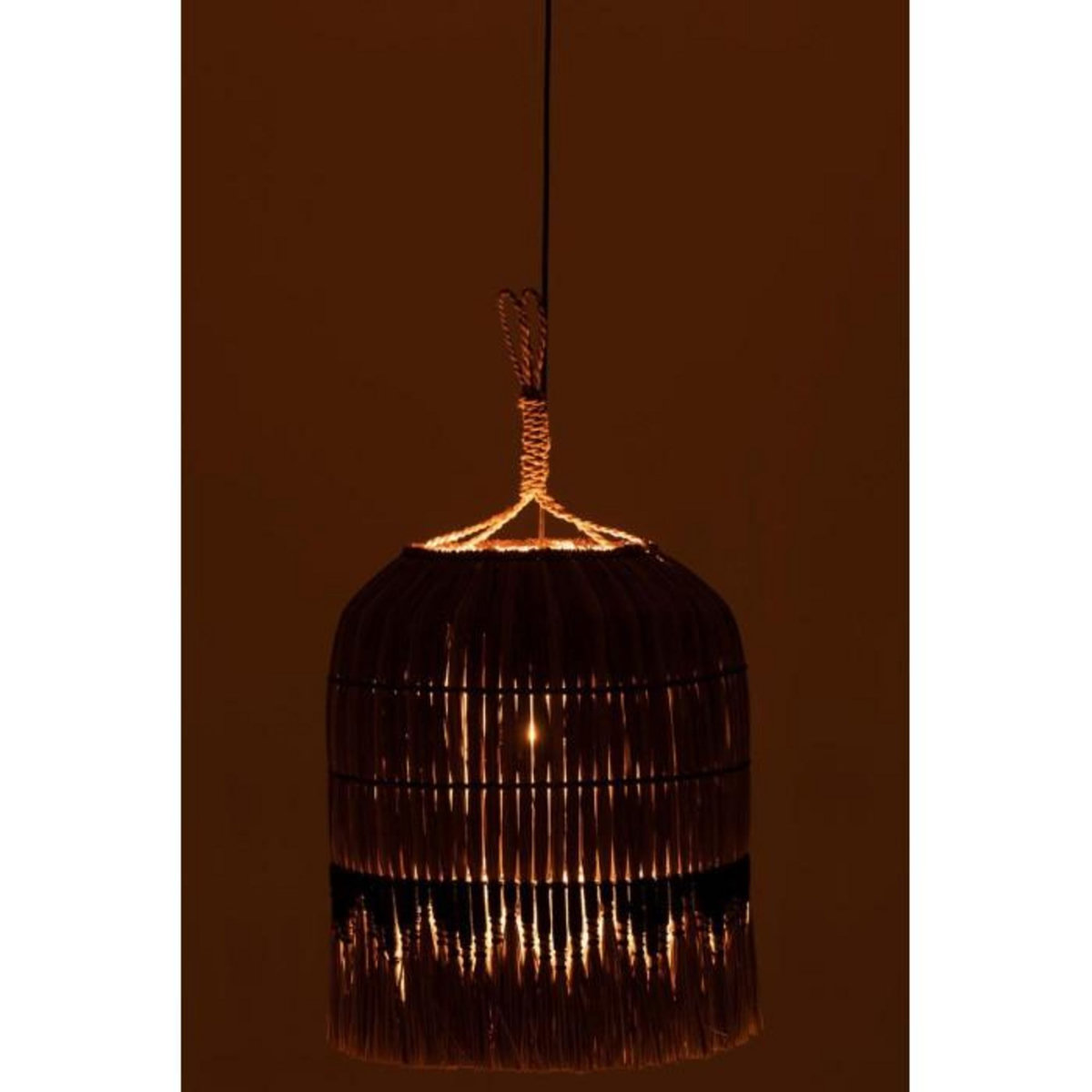Paris Prix Lampe Suspension Déco  Black Lombok  50cm Naturel
