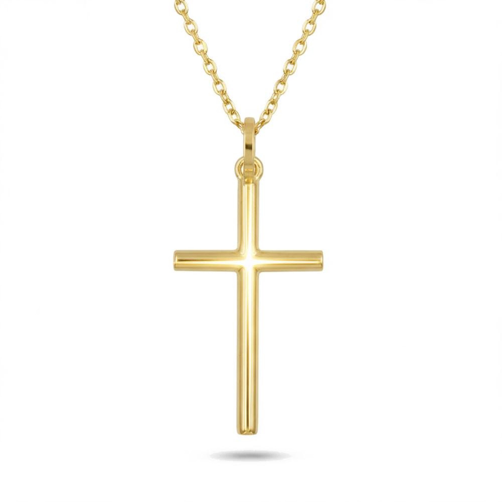 L'ATELIER D'AZUR Médaille Croix Or Jaune - Chaine Dorée Offerte - Femme ou Enfant