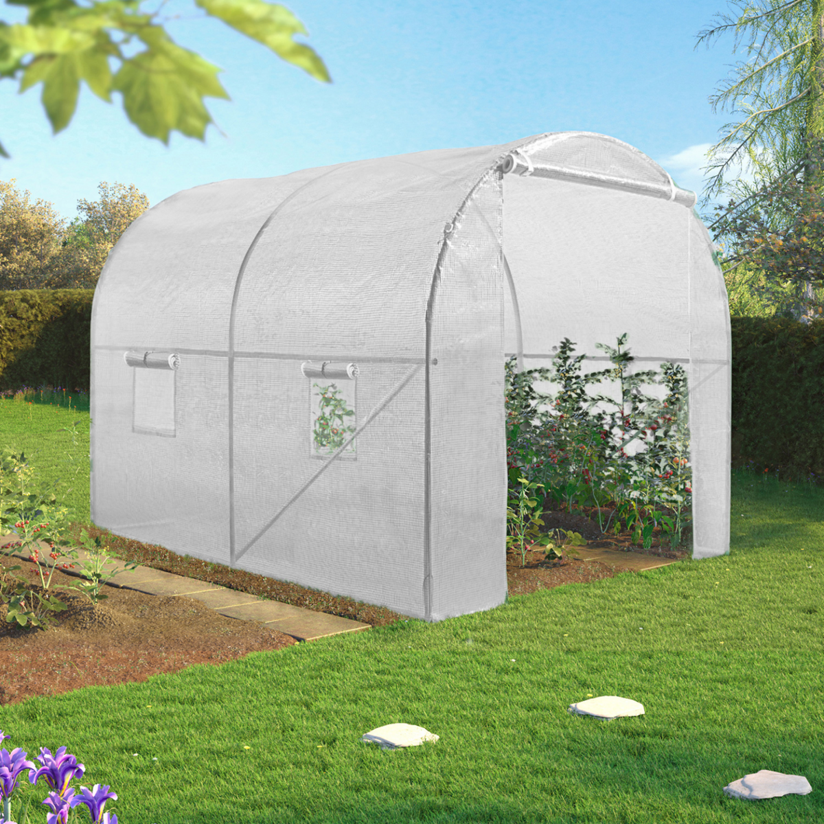 ID MARKET Serre tunnel de jardin 6M² blanche gamme maraîchère ROMA 2x3M