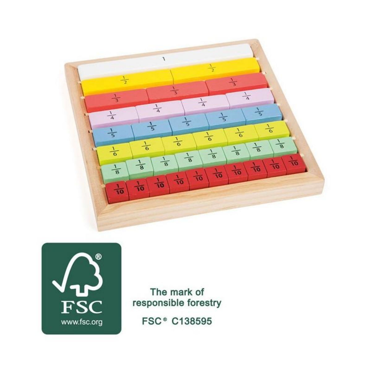 SMALL FOOT Small Foot - Wooden Blocks with Fractions 11166