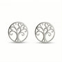 Voir la diapositive 1 : L'ATELIER D'AZUR Boucles d'Oreilles Or Blanc - Puces Motif Arbre de Vie