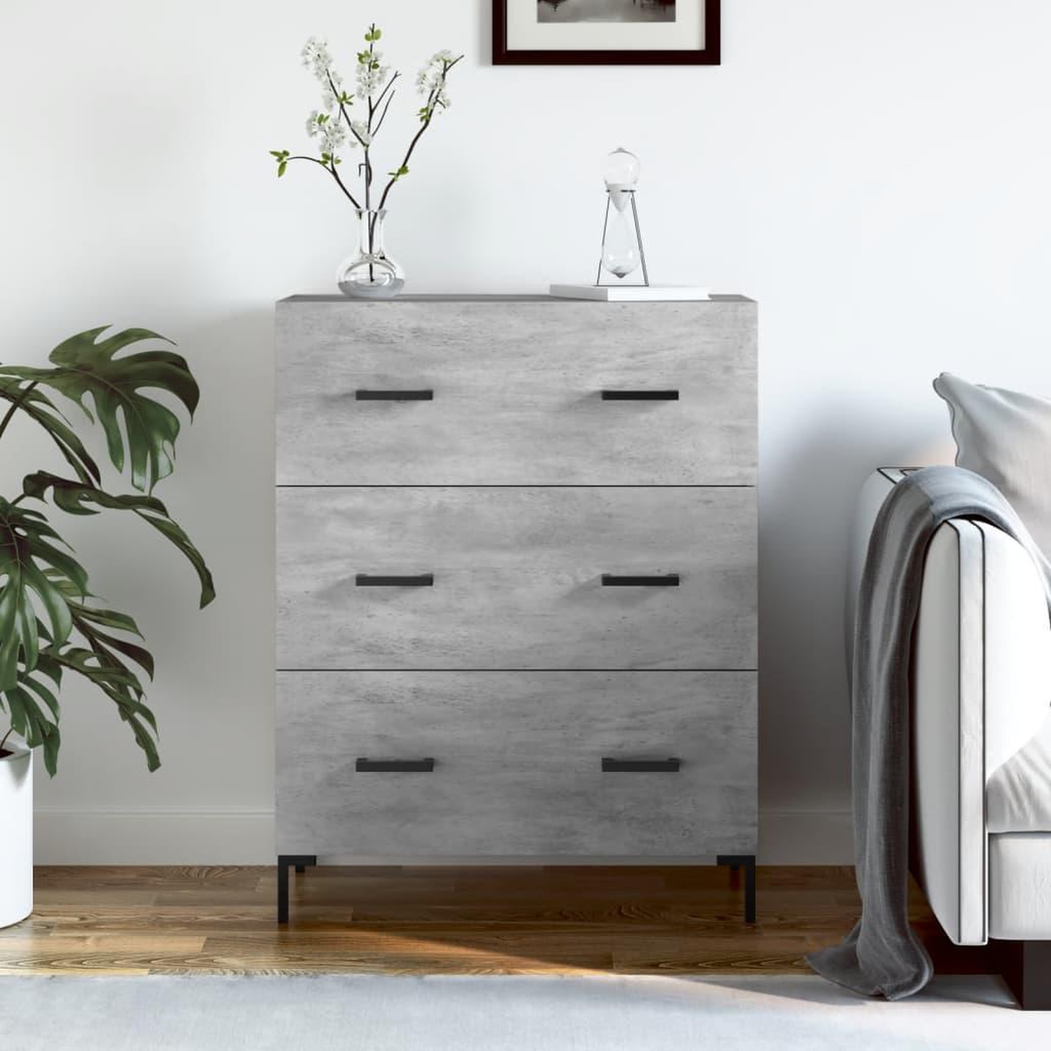 VIDAXL Buffet gris beton 69,5x34x90 cm bois d'ingenierie