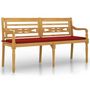 Voir la diapositive 2 : VIDAXL Banc Batavia avec coussin rouge 150 cm Bois de teck massif