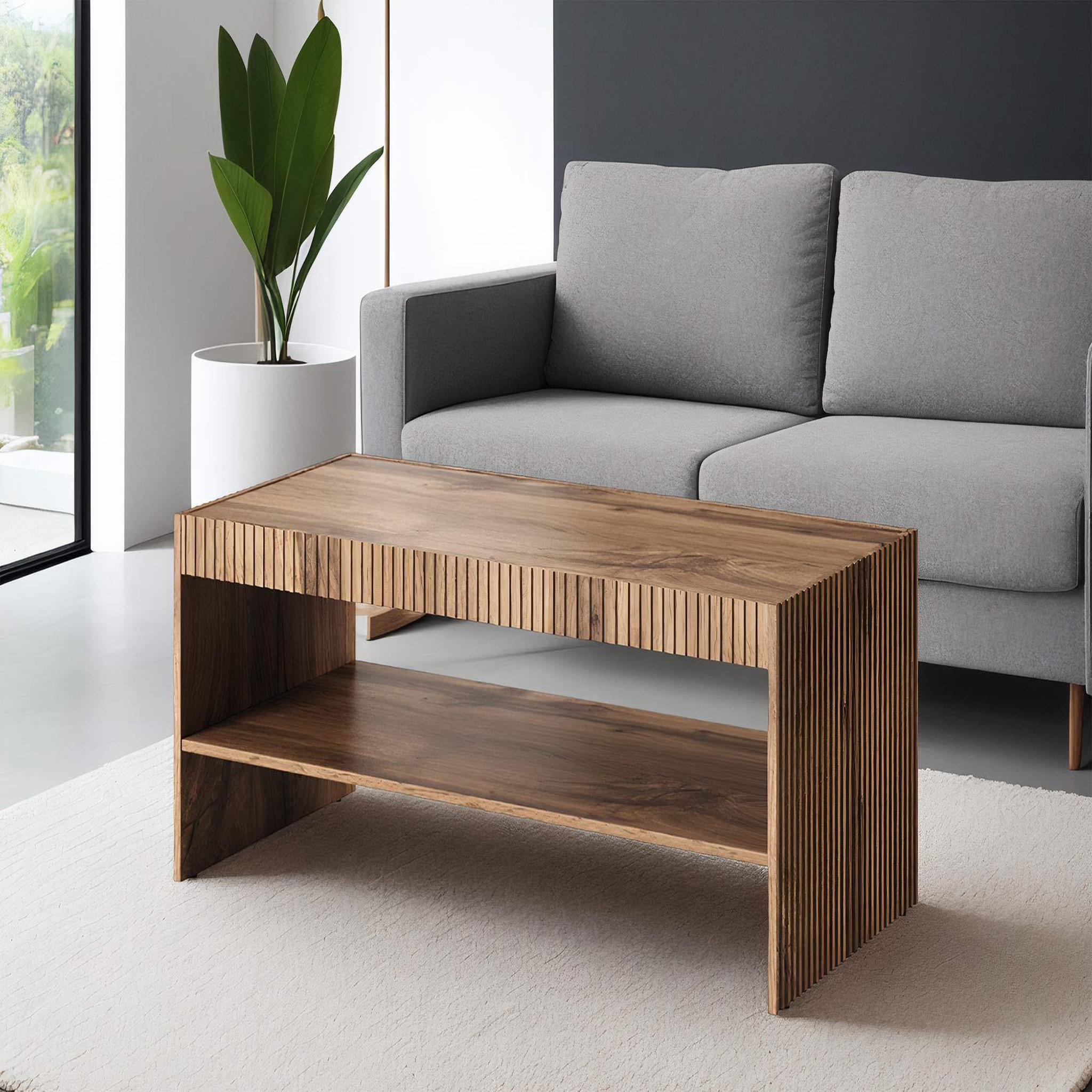 BEST MOBILIER Come - table basse - effet bois - 1 niche - 120 cm. Coloris disponibles : Marron
