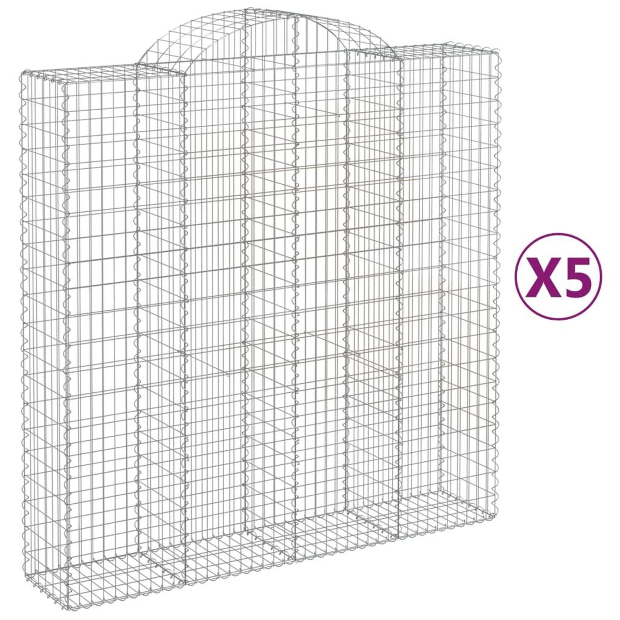 Voir la diapositive 2 : VIDAXL Paniers a gabions arques 5 pcs 200x50x200/220 cm Fer galvanise