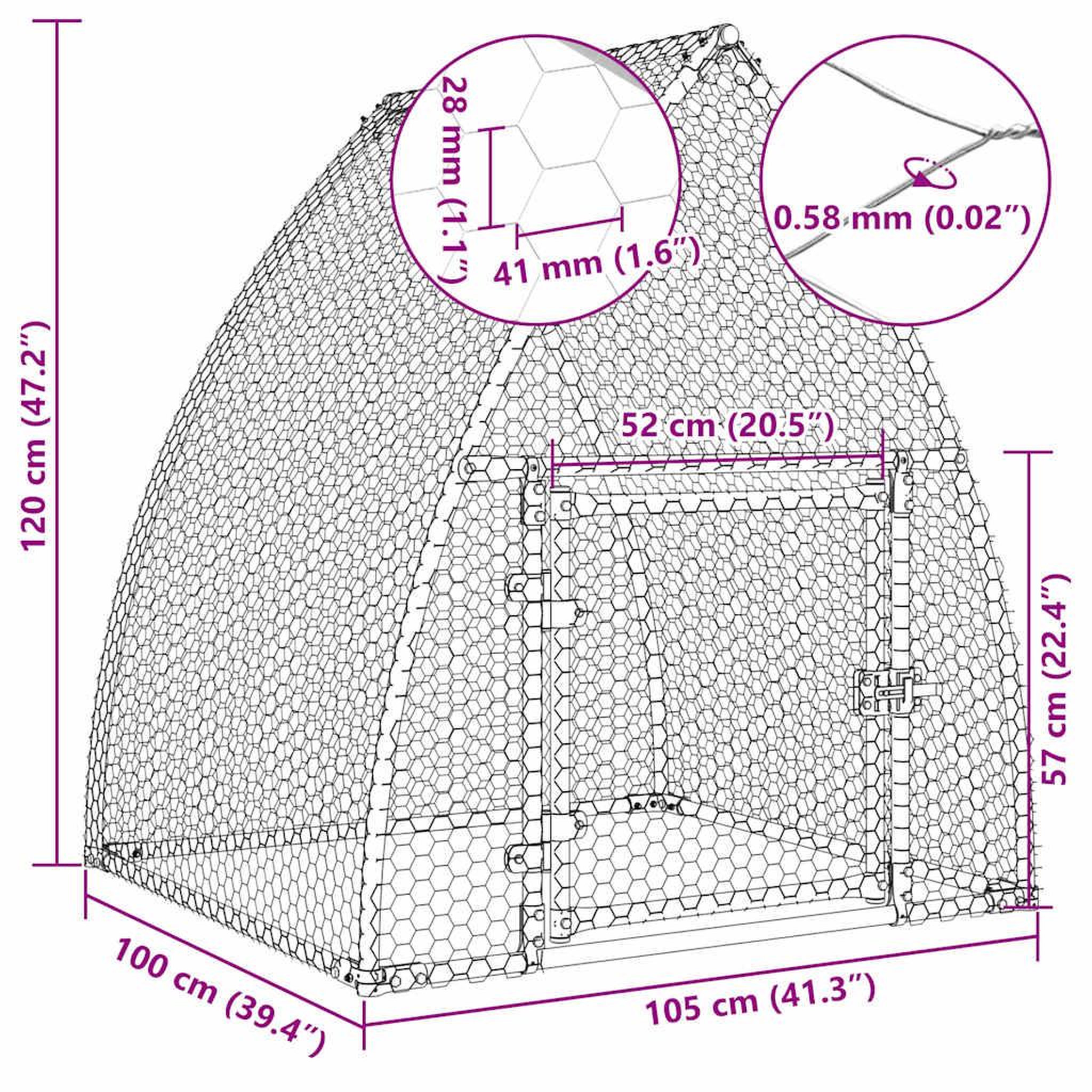 Voir la diapositive 6 : VIDAXL Cage pour poules argente 100x105x120 cm acier galvanise