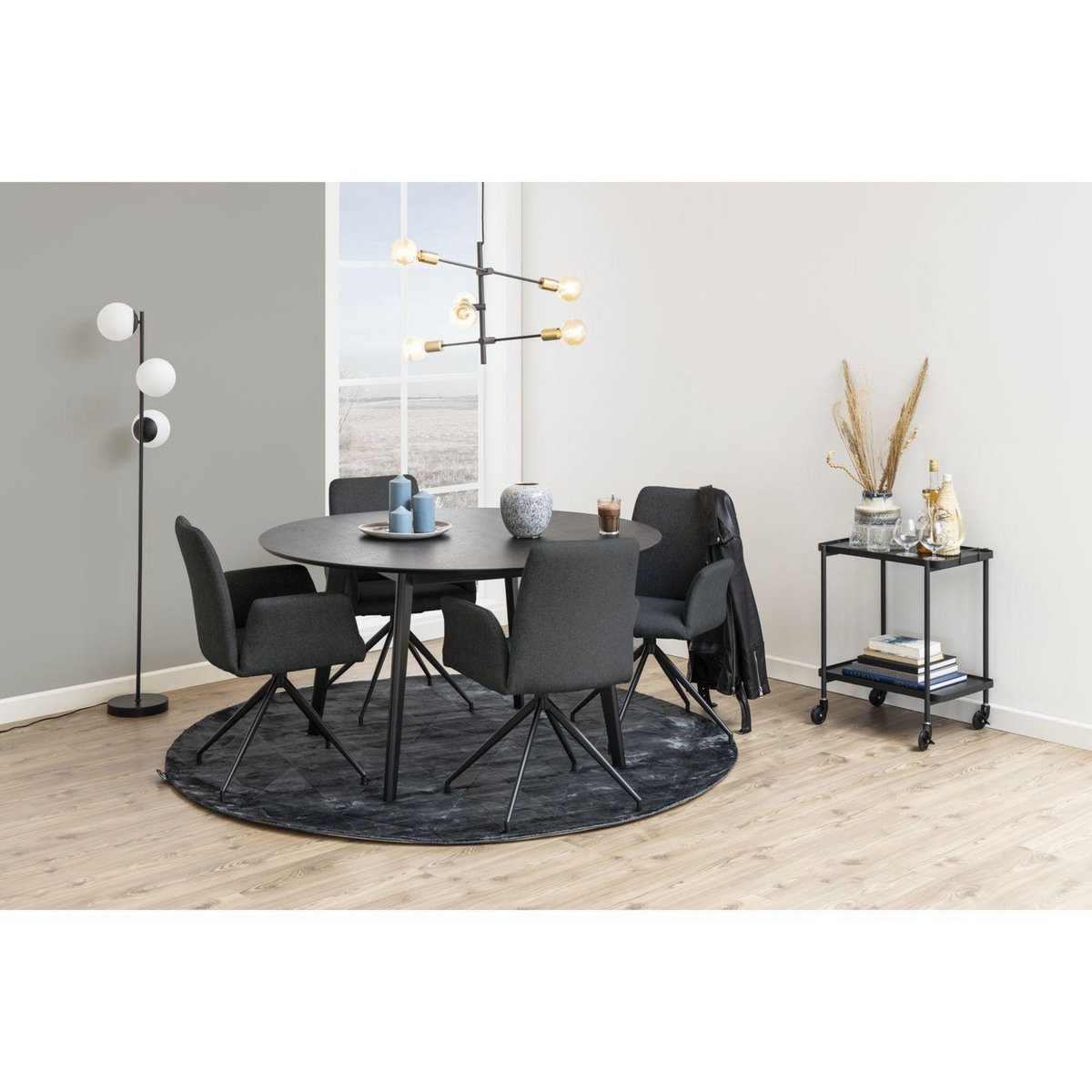 TOILINUX Fauteuil de table Lou en tissu - Gris foncé