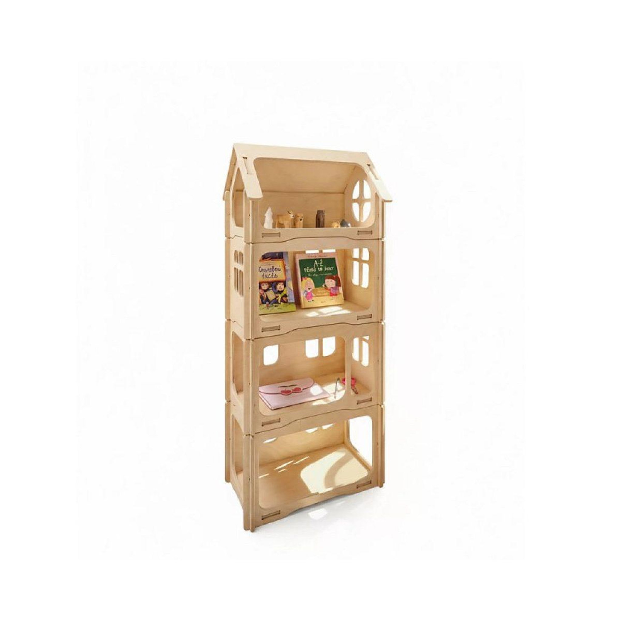 BAAVI Maison de poupée en bois empilable 3+1