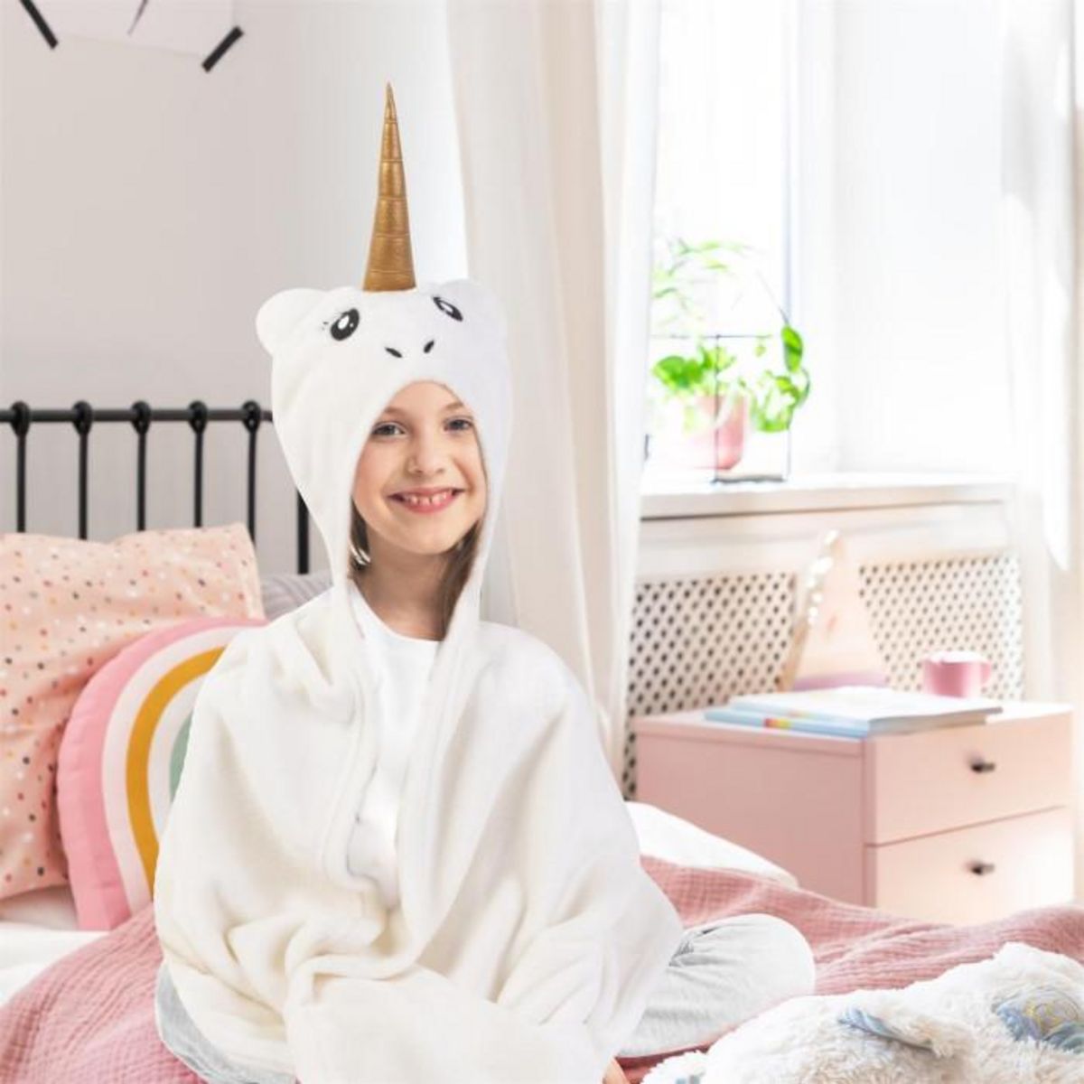 Paris Prix Plaid Enfant  Licorne  90x110cm Ivoire