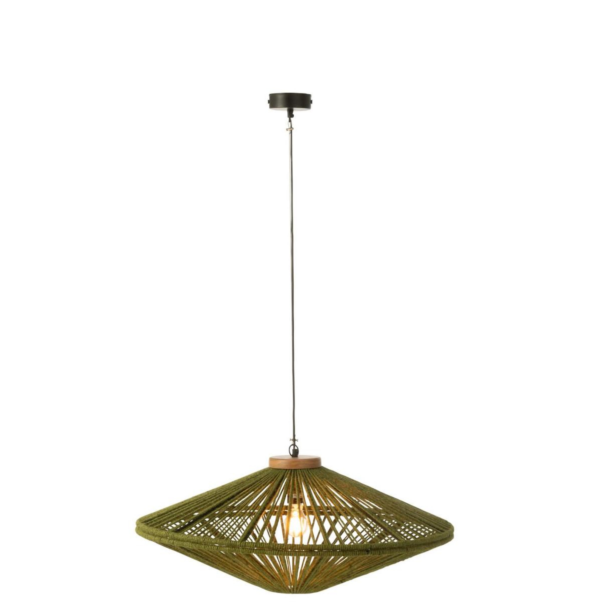 Voir la diapositive 2 : J-LINE Lampe suspension en jute  dollie  77cm vert