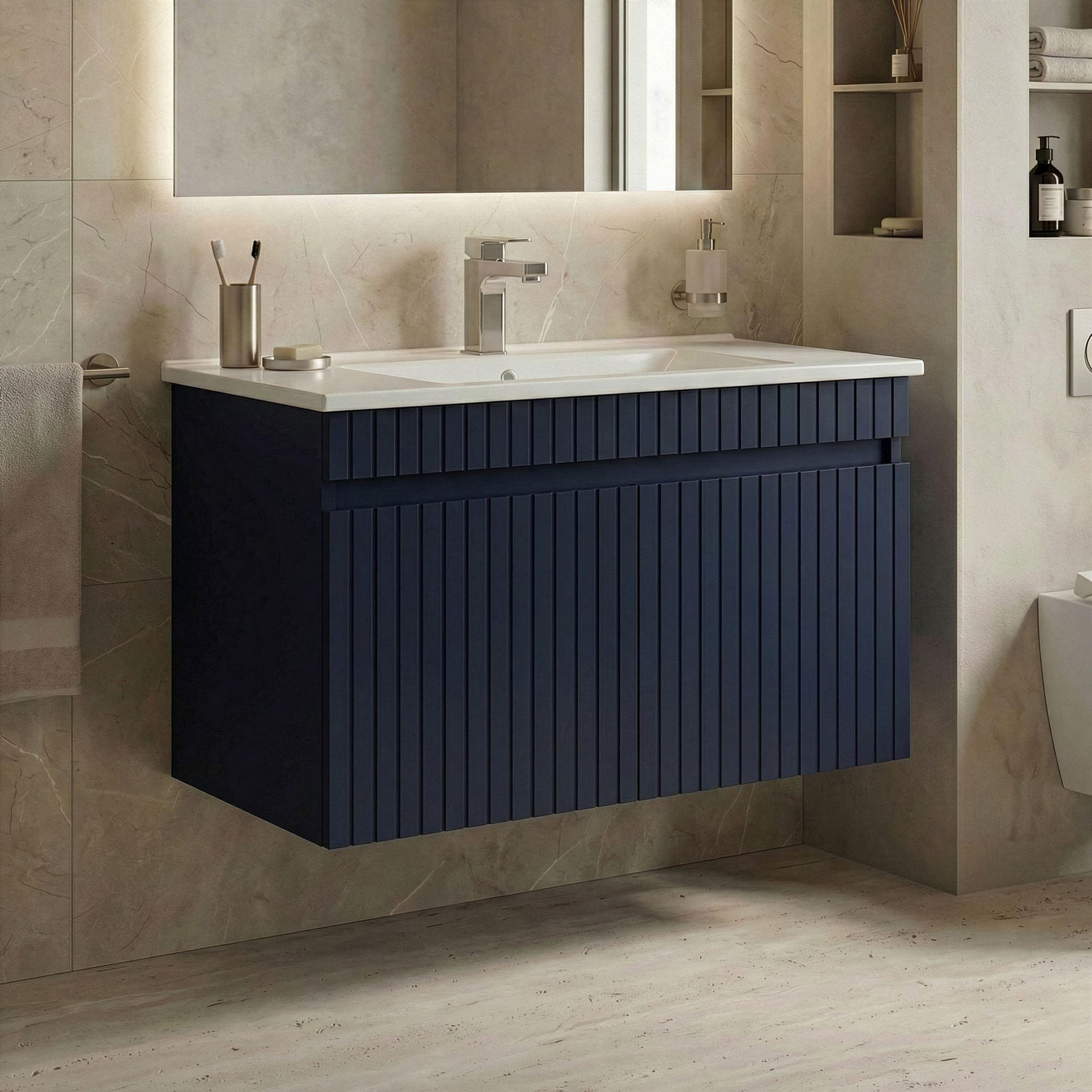 Voir la diapositive 2 : Habitat et Jardin Meuble Vasque  Tivoli 85  - 85 x 45 x 57 cm - Matte Navy Blue