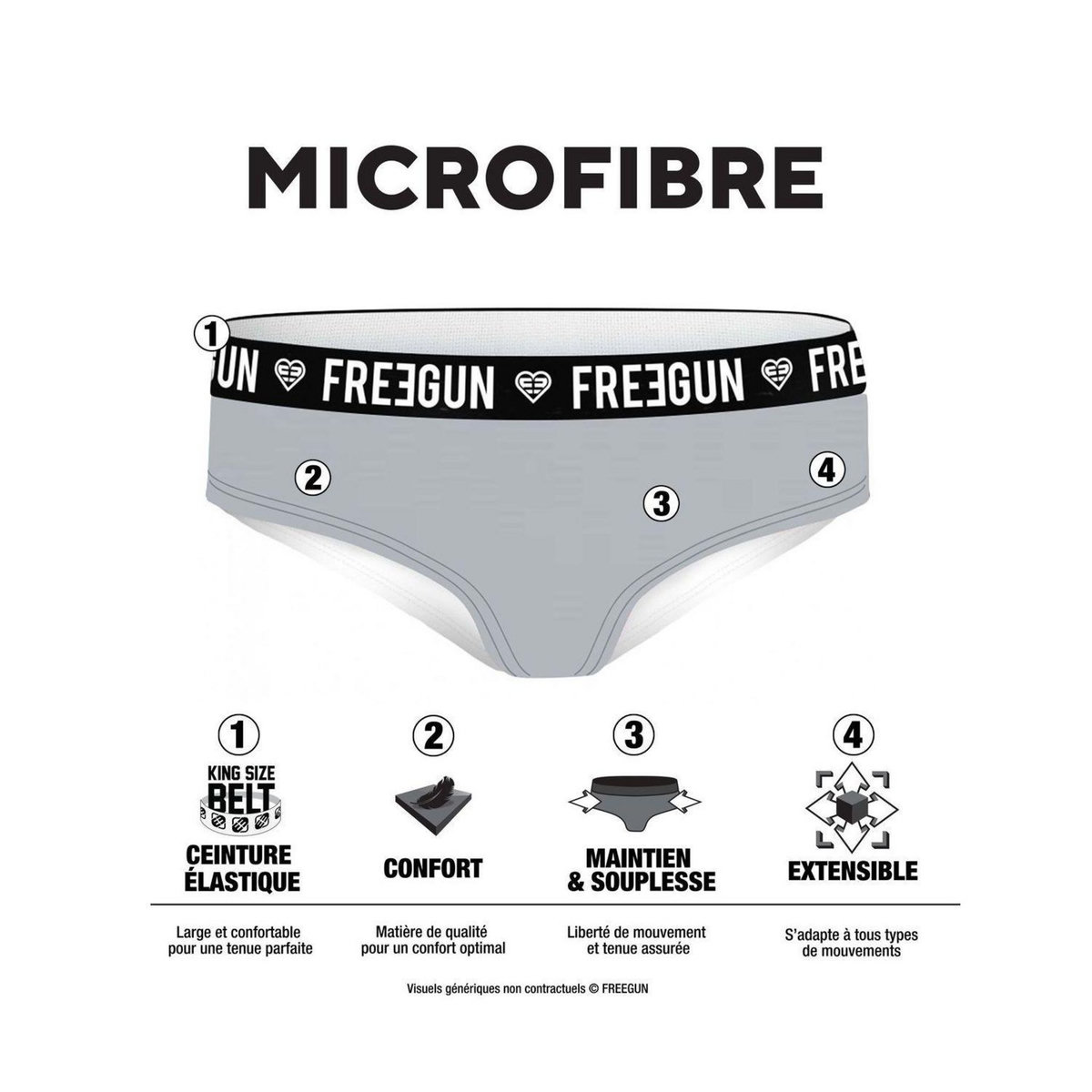 FREEGUN Lot de 4 culottes Femme Wild Animals