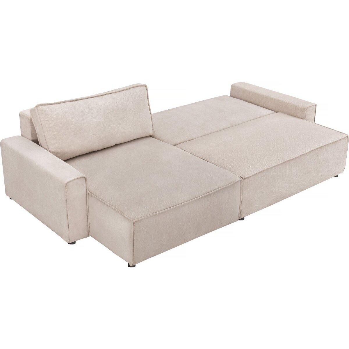 Habitat et Jardin Canapé d'angle convertible en tissu texturé  Montaigne  - 4 places - Beige