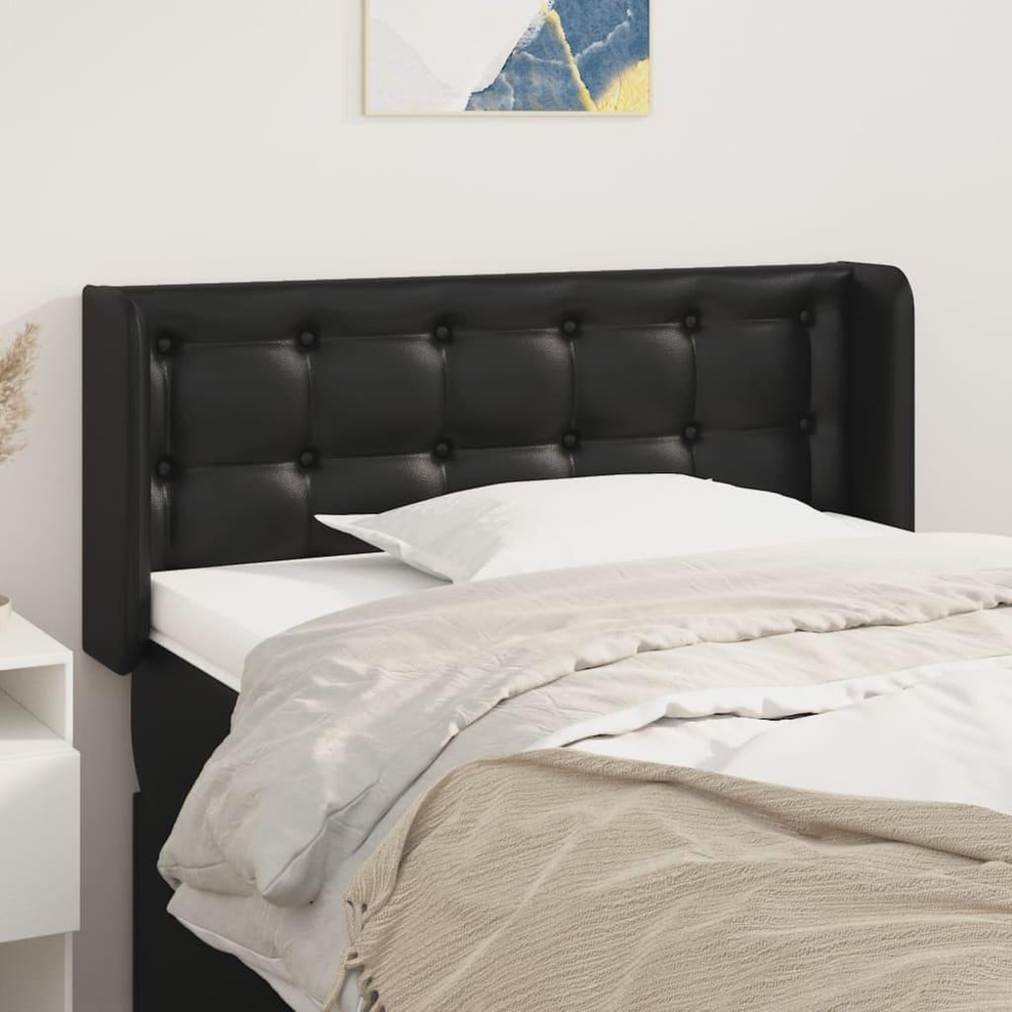Voir la diapositive 1 : VIDAXL Tete de lit avec oreilles Noir 83x16x78/88 cm Similicuir