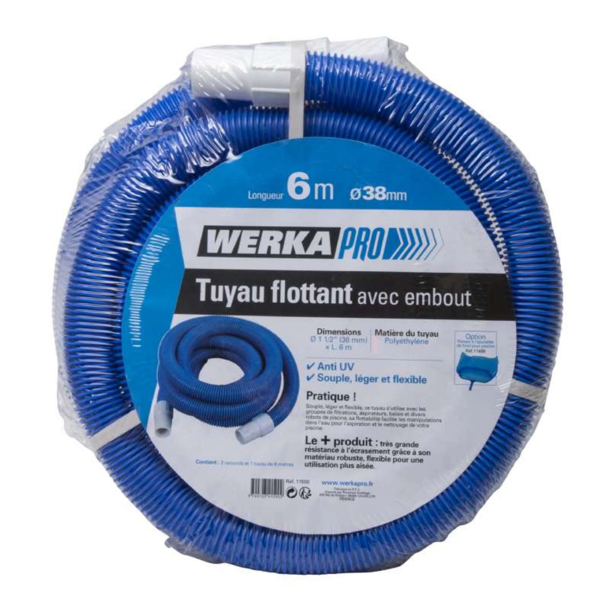 Voir la diapositive 2 :  Tuyau flottant Ø38mm Werkapro avec embout 6 mètres